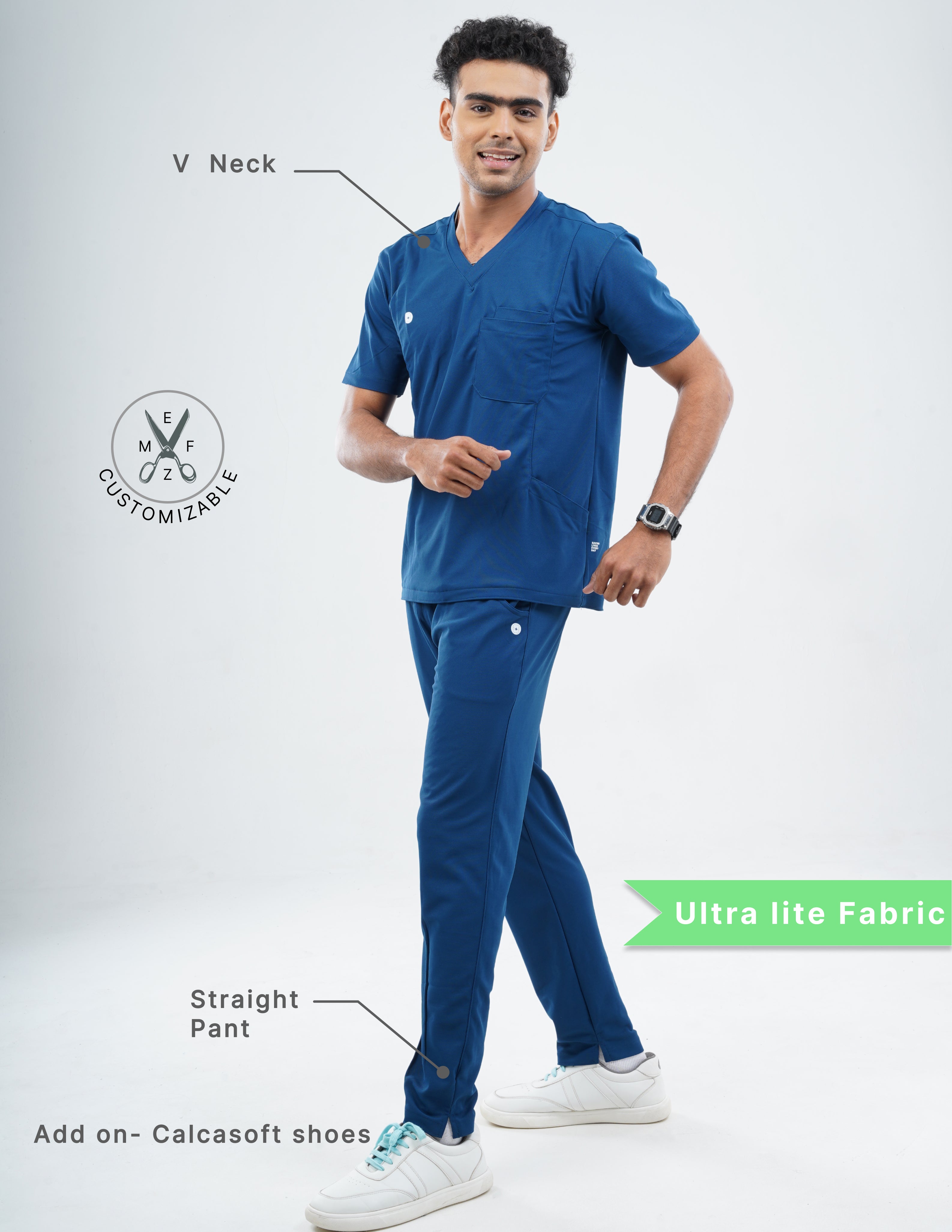 COSMIC BLUE  V Neck / Straight Pant / 2 way Stretch (MaleFullset) MKZ183