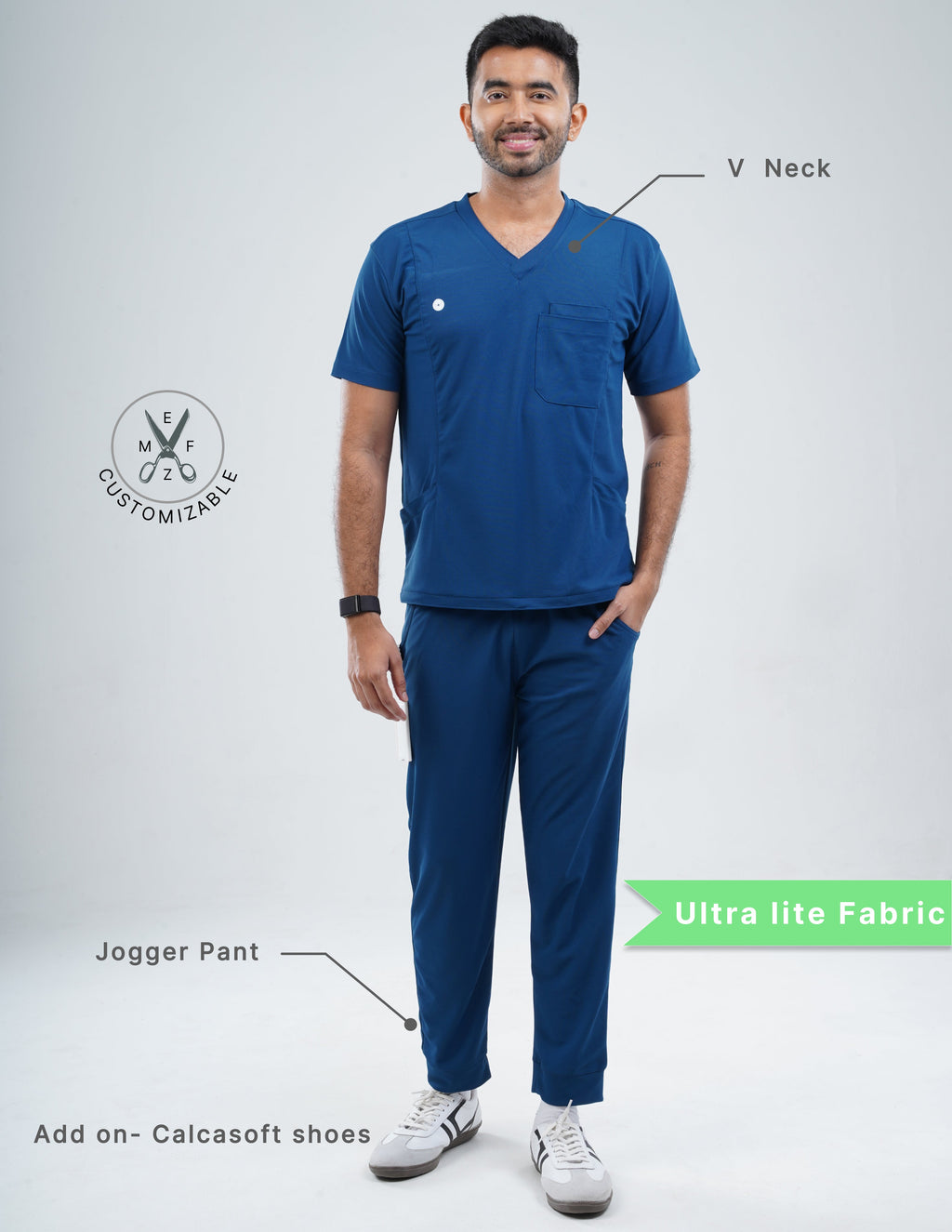COSMIC BLUE  V Neck / Jogger Pant / 2 way Stretch (MaleFullset) MKZ182