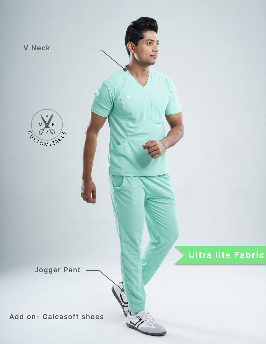 FROSTED MINT V Neck / Jogger Pant / 2 way Stretch (MaleFullset) MKZ242