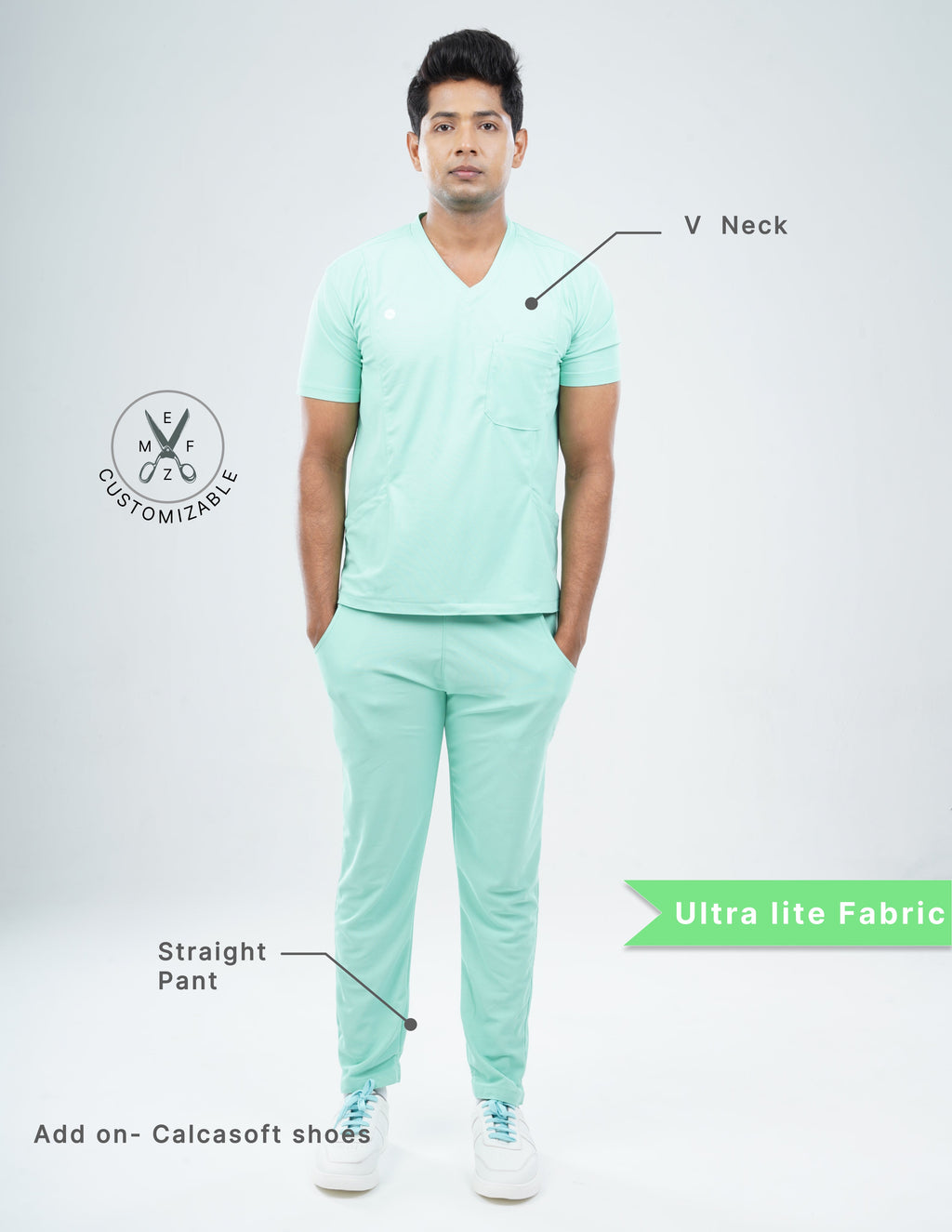 FROSTED MINT V Neck / Straight Pant / 2 way Stretch (MaleFullset) MKZ243