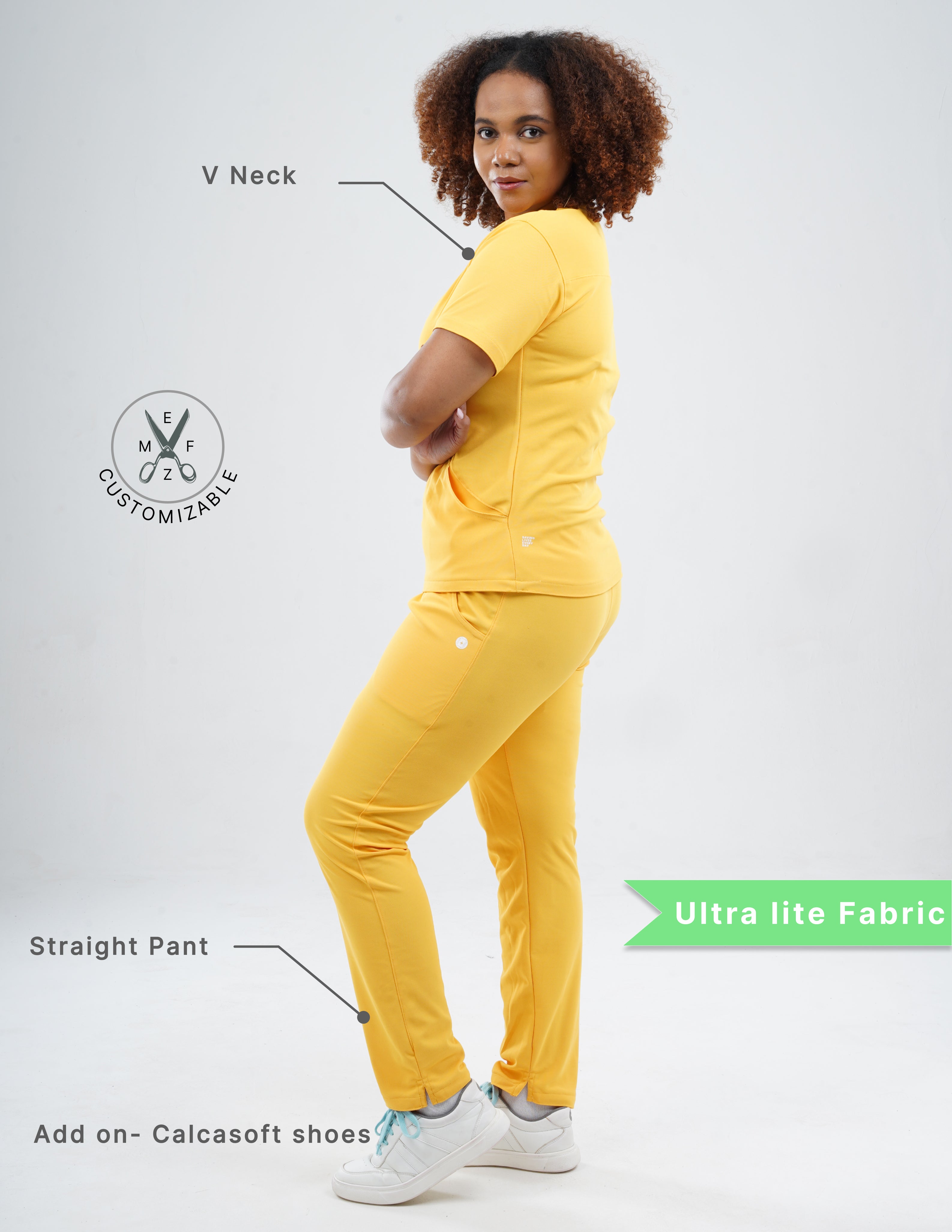 YEL LOVE  V Neck / Straight Pant / 2 way Stretch (FemaleFullset) MKZ104