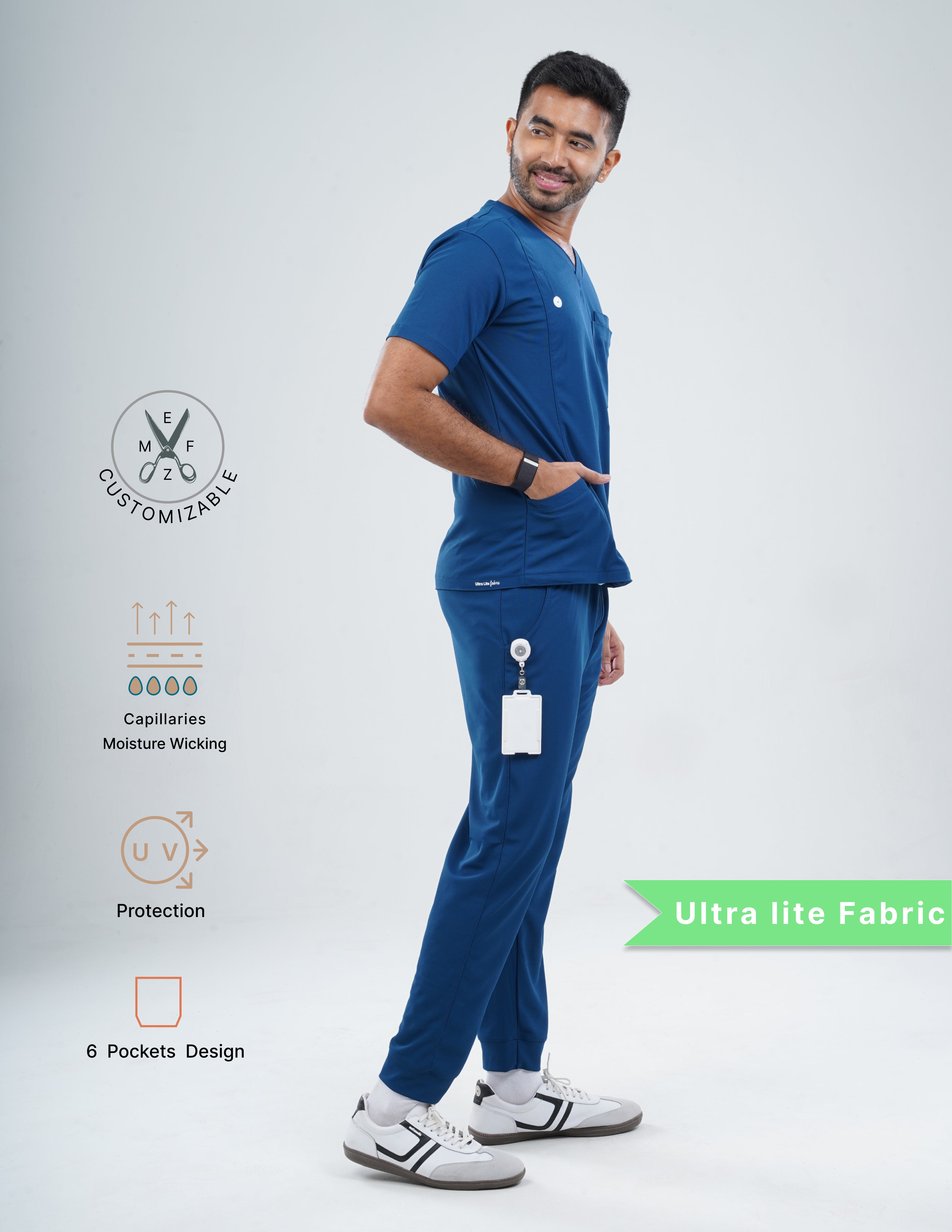 COSMIC BLUE  V Neck / Jogger Pant / 2 way Stretch (MaleFullset) MKZ182