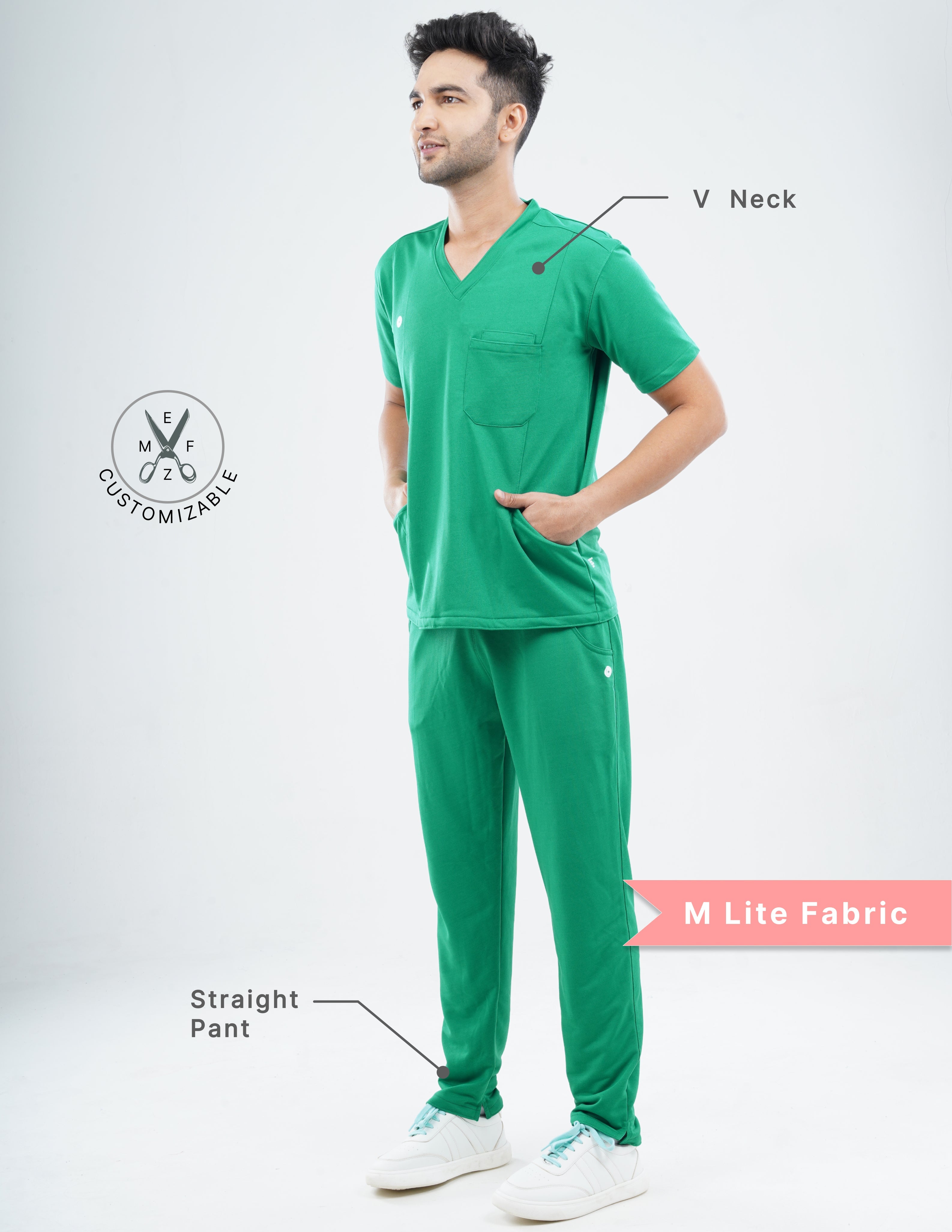 TECTOGREEN V Neck / Straight Pant / 2 way Stretch (MaleFullset) MKZ151