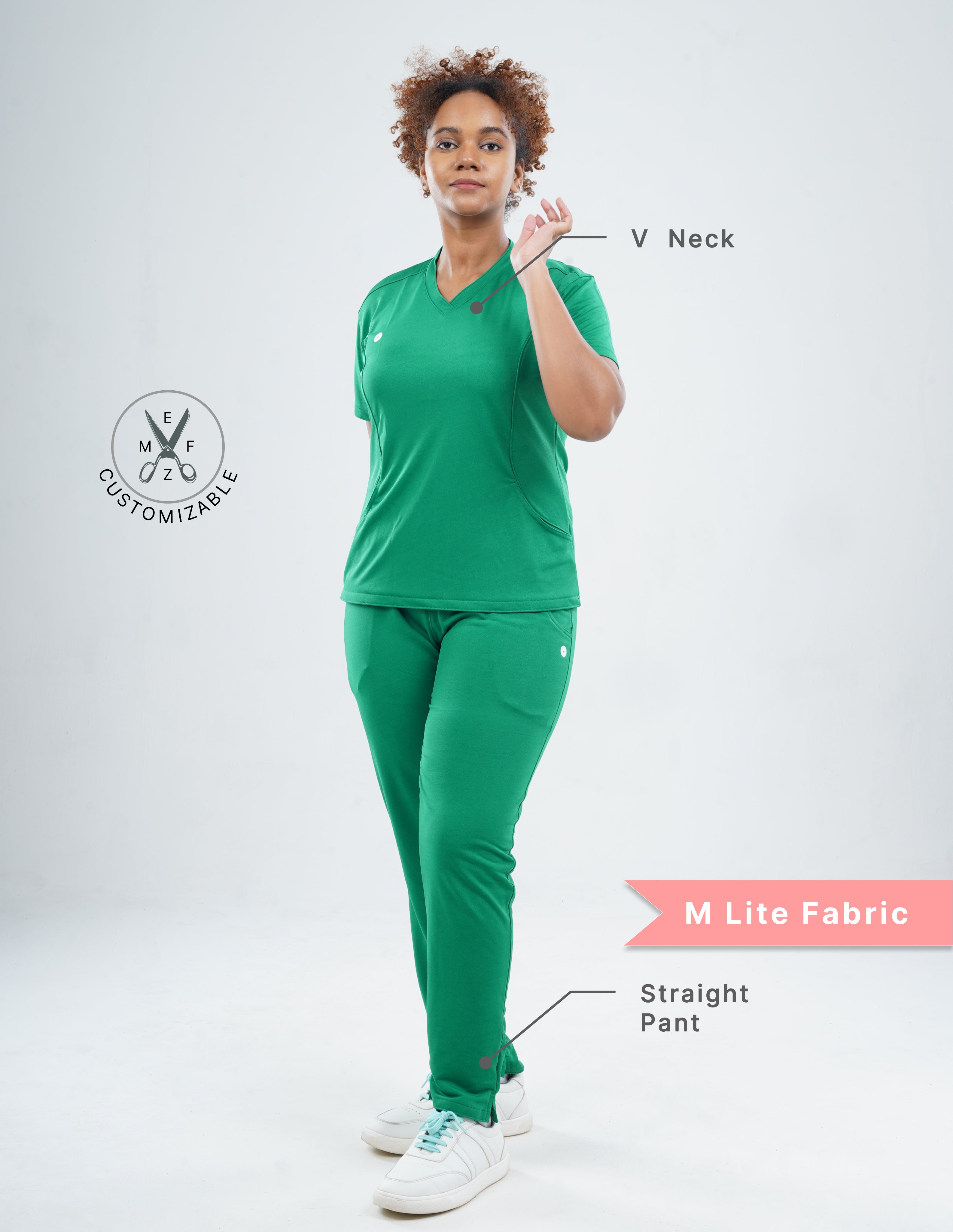 TETOGREEN V Neck / Straight Pant / 2 way Stretch (FemaleFullset) MKZ52