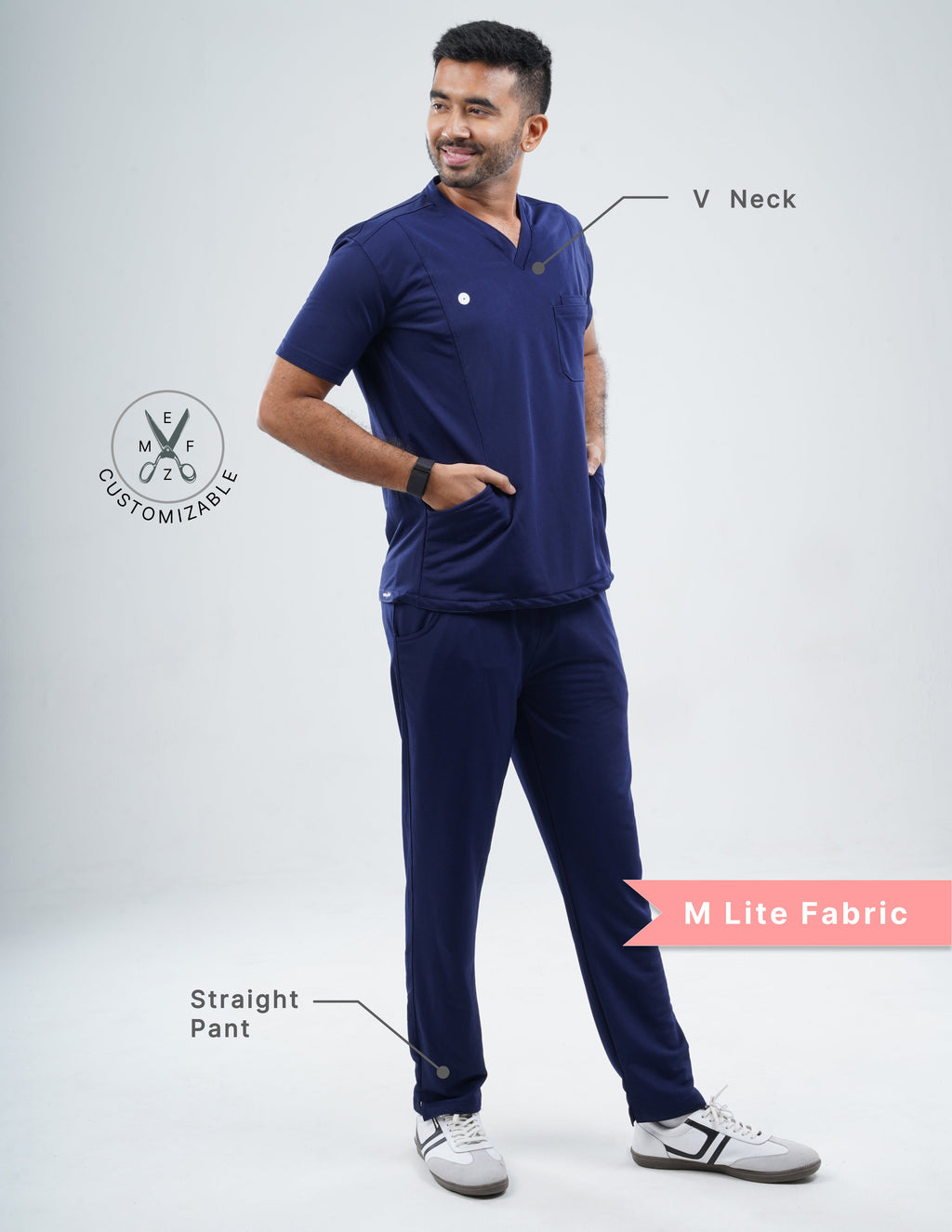 ORLIN NAVY  V Neck / Straight Pant / 2 way Stretch (MaleFullset) MKZ159
