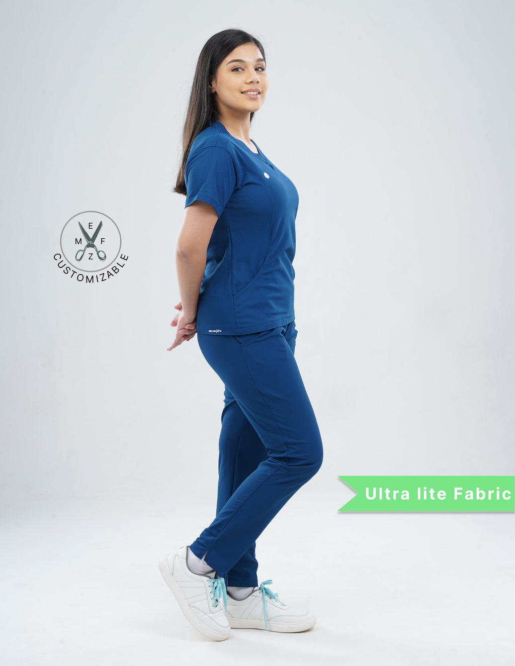 COSMIC BLUE  V Neck / Straight Pant / 2 way Stretch (FemaleFullset) MKZ56