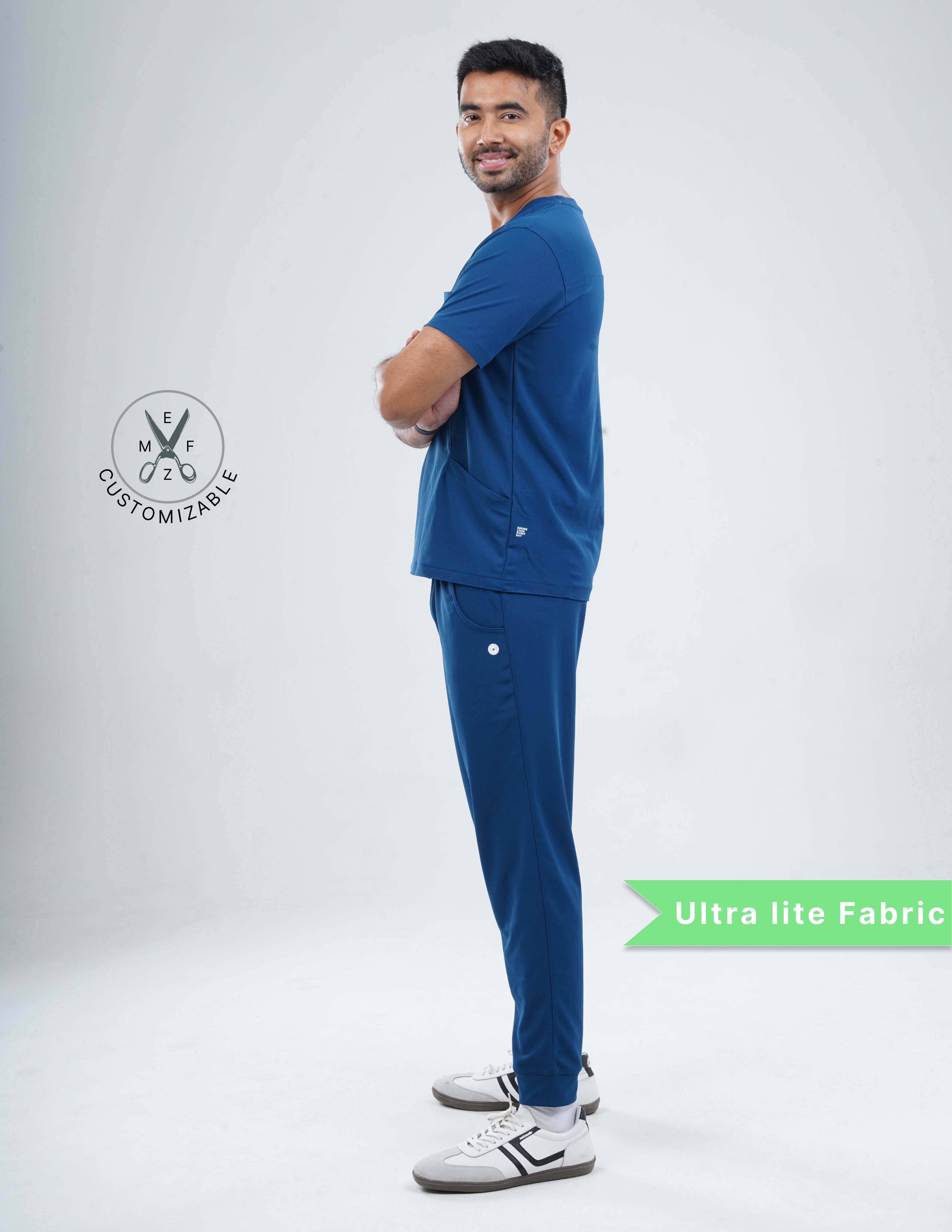 COSMIC BLUE  V Neck / Jogger Pant / 2 way Stretch (MaleFullset) MKZ182