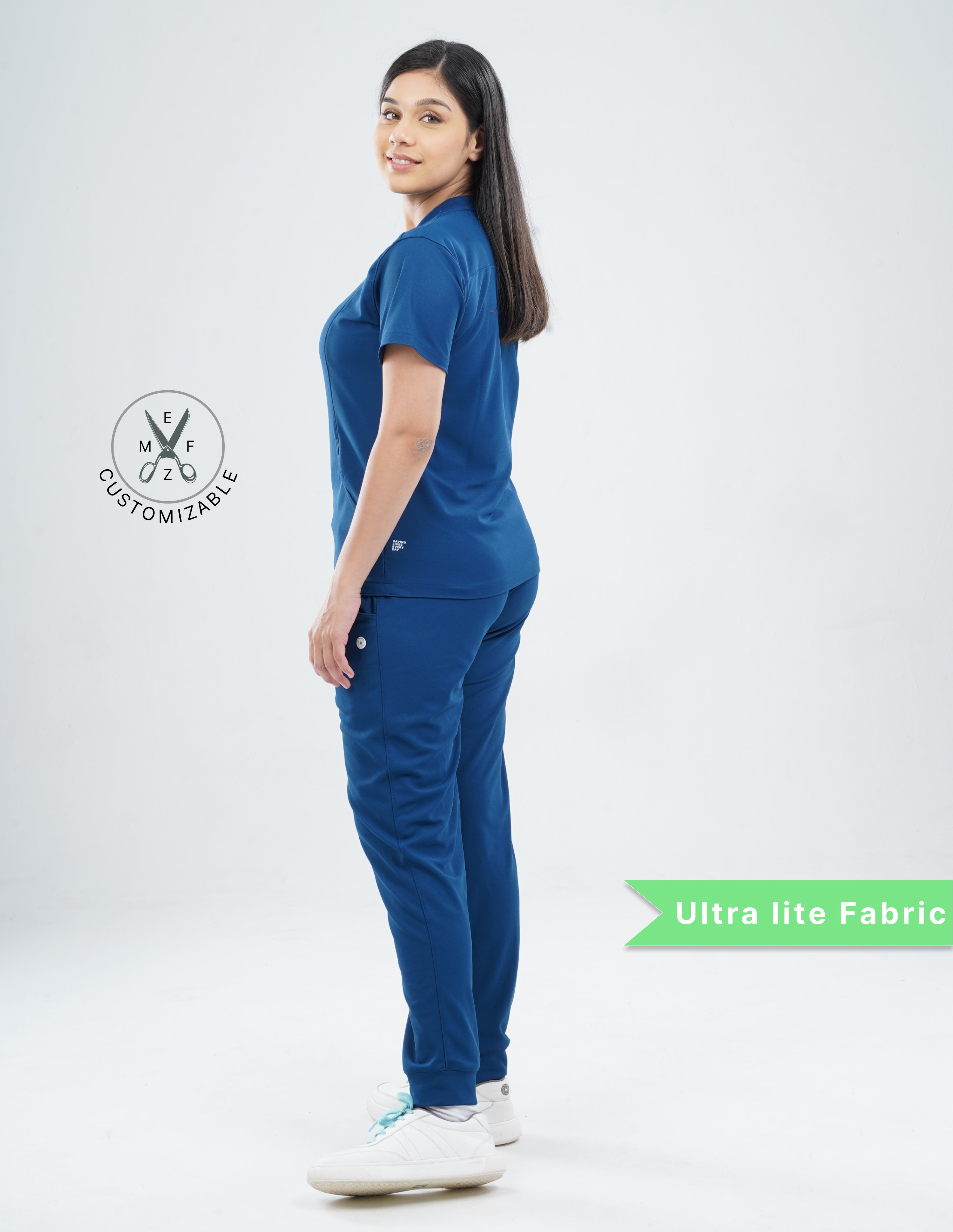 COSMIC BLUE  V Neck / Jogger Pant / 2 way Stretch (FemaleFullset) MKZ55