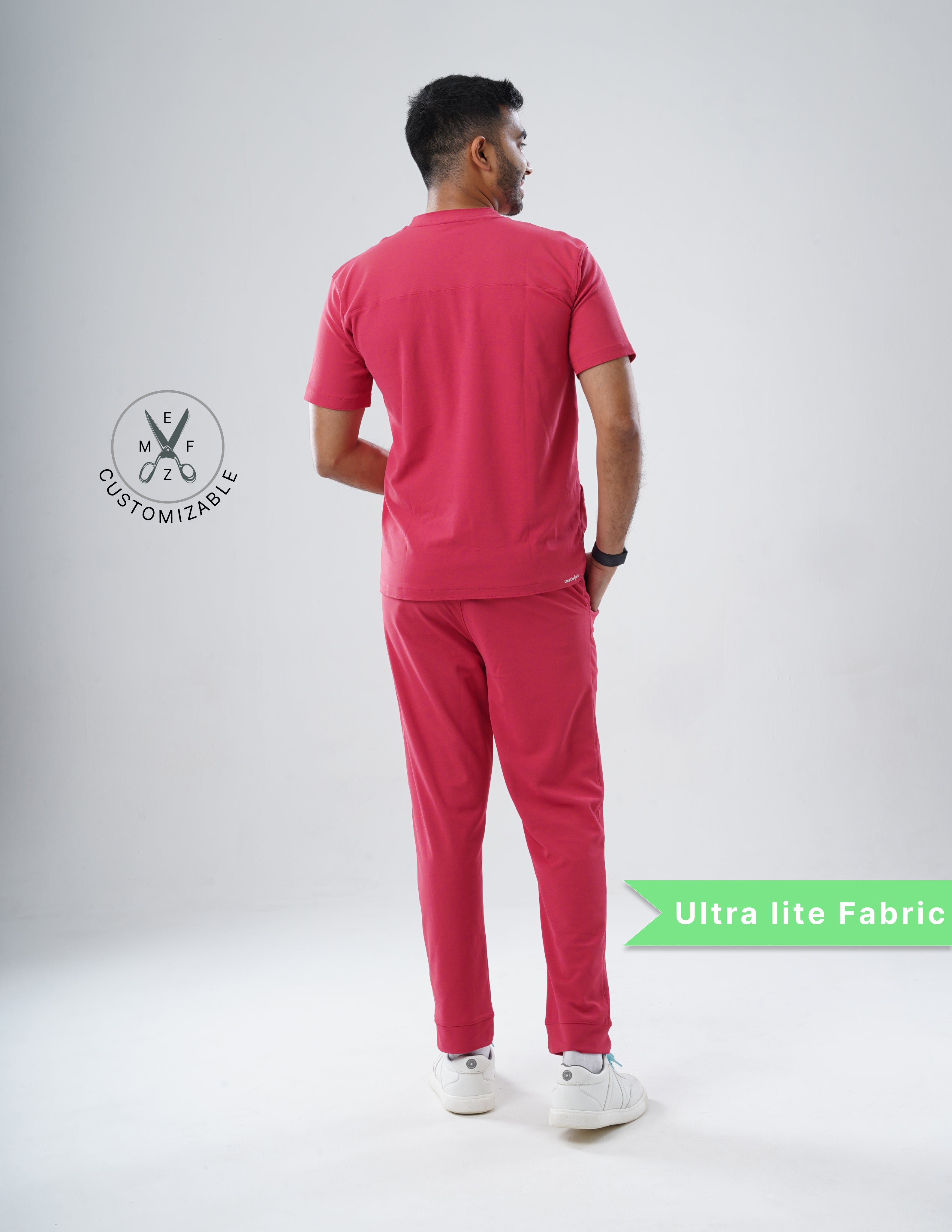 MELANGE PINK  V Neck / Jogger Pant / 2 way Stretch (MaleFullset) MKZ206