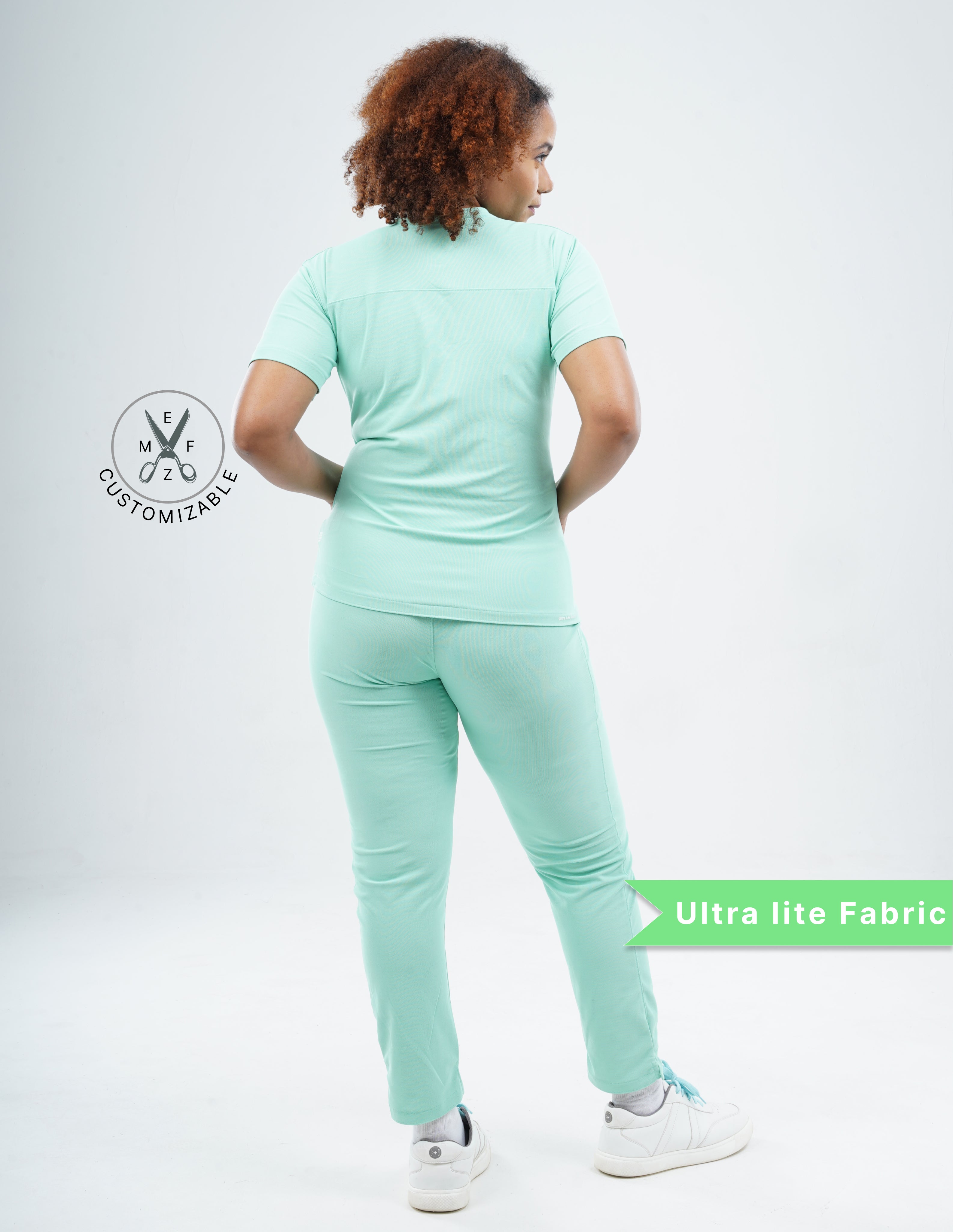 FROSTED MINT  V Neck / Straight Pant / 2 way Stretch (FemaleFullset) MKZ116
