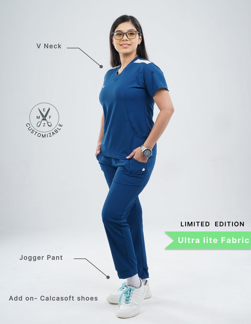 COSMIC BLUE - LIMITED EDITION  V Neck / Jogger Pant / 2 way Stretch (FemaleFullset) MKZ57