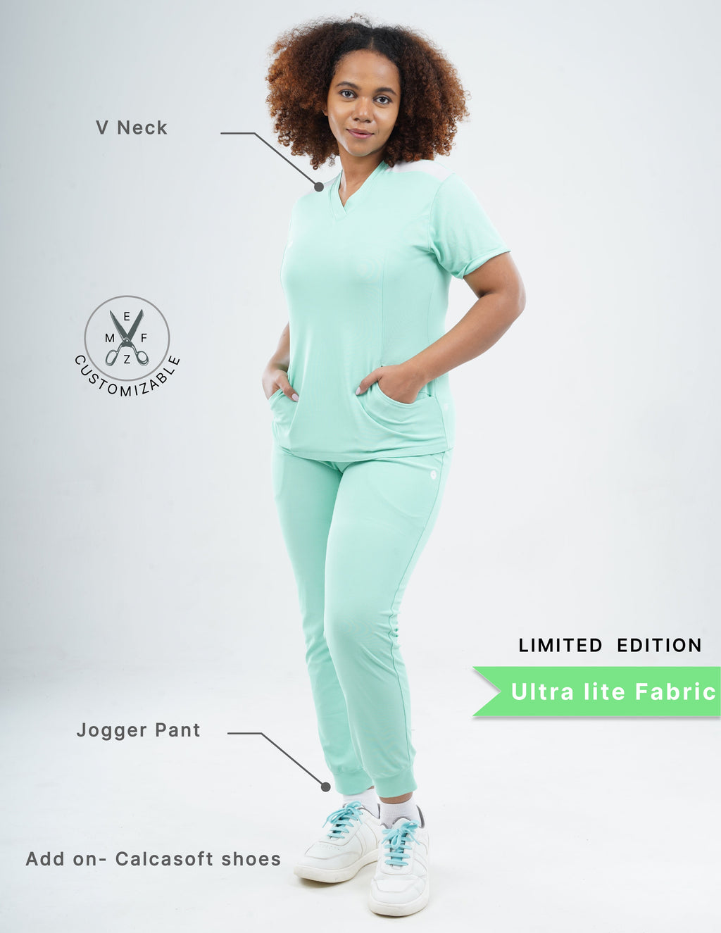 FROSTED MINT  V Neck / Jogger Pant / 2 way Stretch (FemaleFullset) MKZ117