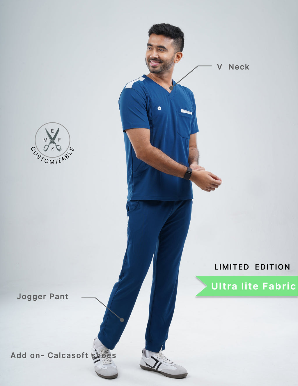 COSMIC BLUE - LIMITED EDITION  V Neck / Jogger Pant / 2 way Stretch (MaleFullset) MKZ184