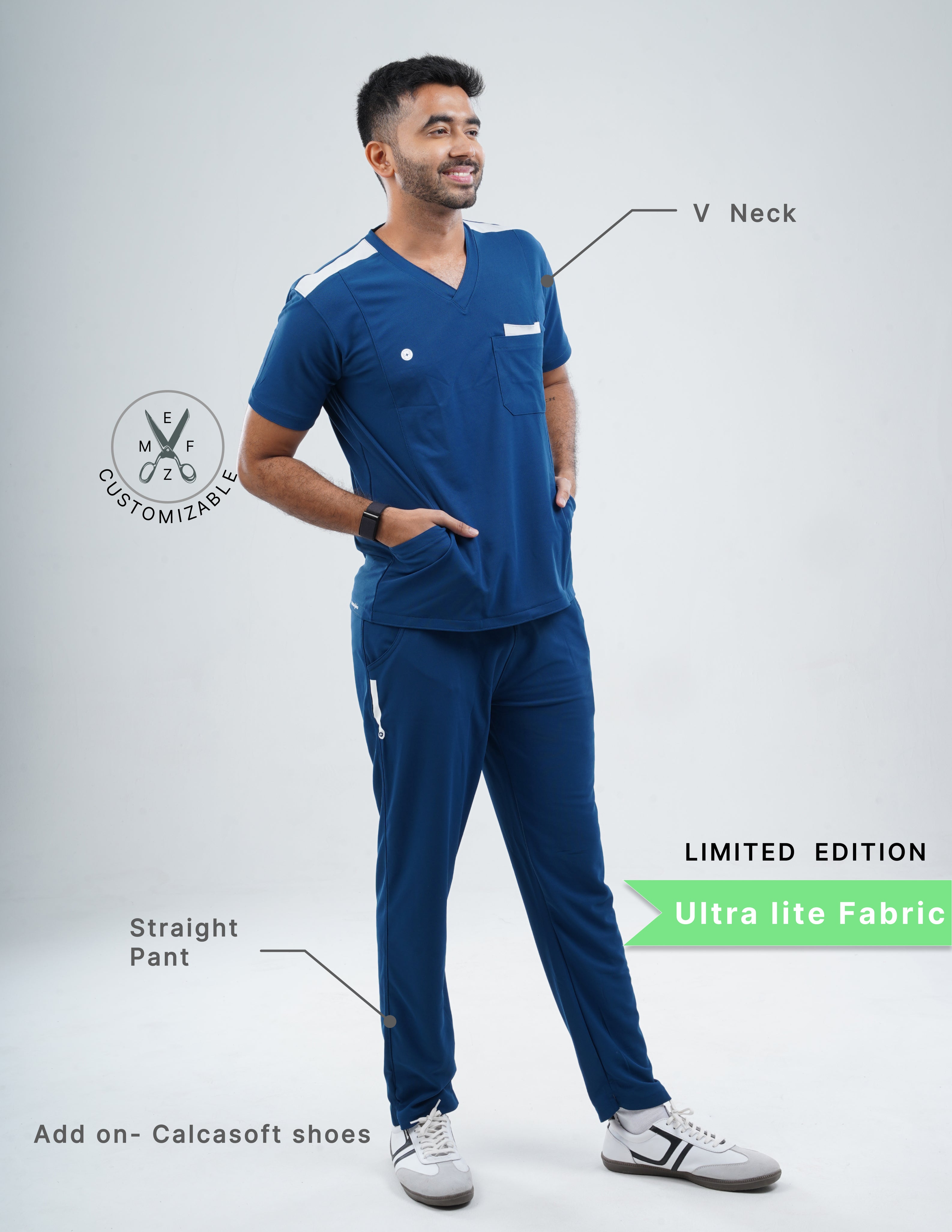 COSMIC BLUE - LIMITED EDITION  V Neck / Straight Pant / 2 way Stretch (MaleFullset) MKZ185