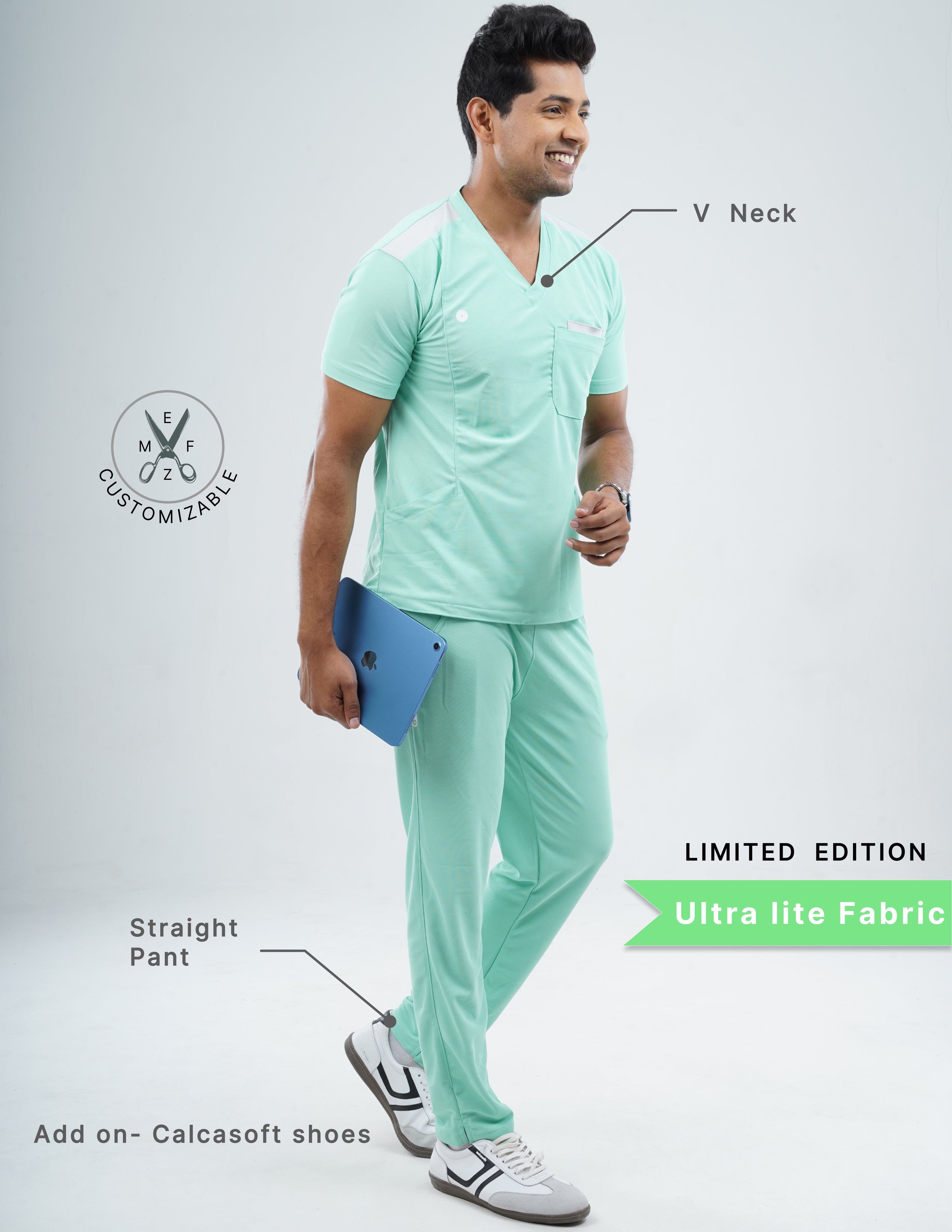 FROSTED MINT - LIMITED EDITION V Neck / Straight Pant / 2 way Stretch (MaleFullset) MKZ245