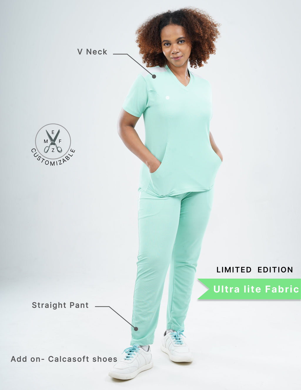 FROSTED MINT  V Neck / Straight Pant / 2 way Stretch (FemaleFullset) MKZ118