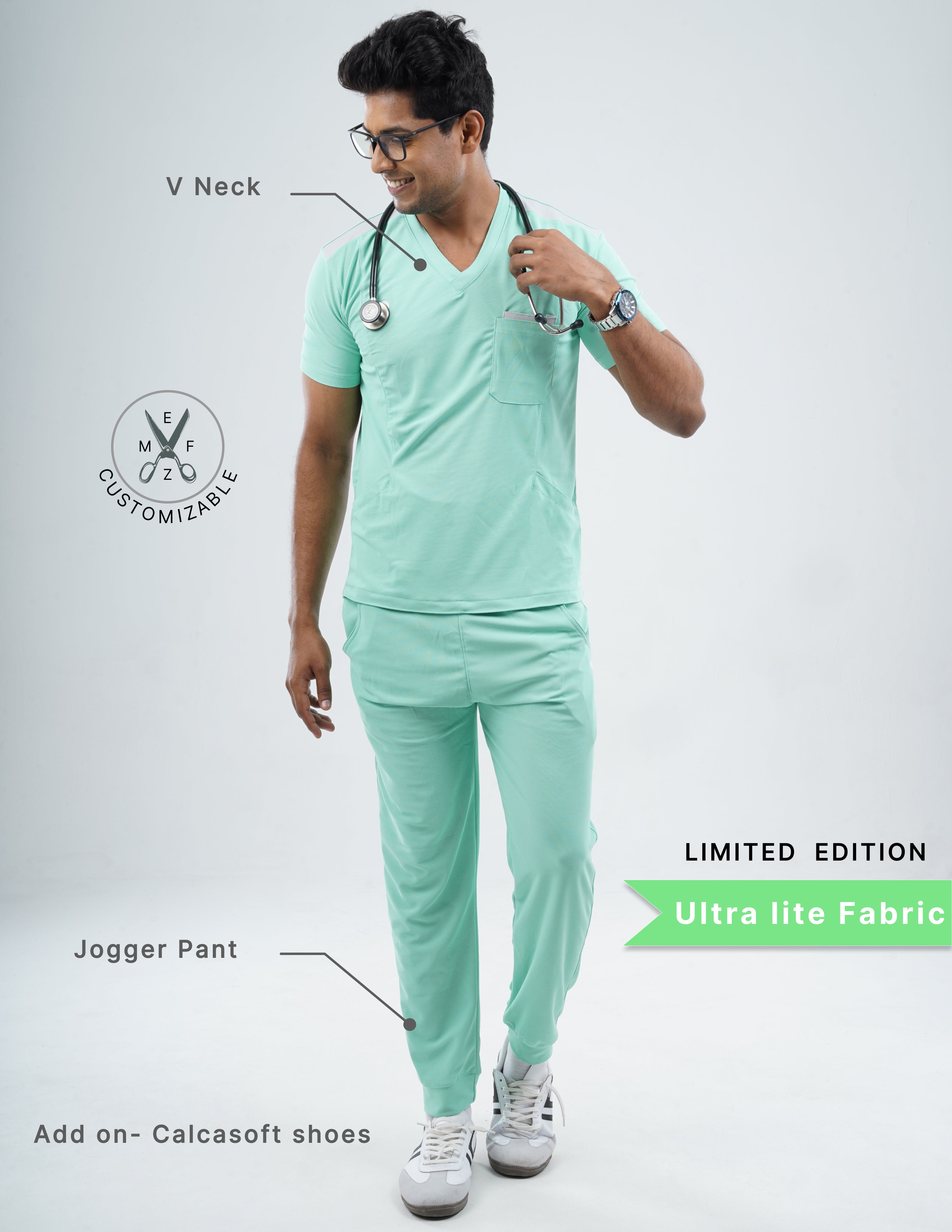 FROSTED MINT - LIMITED EDITION V Neck / Jogger Pant / 2 way Stretch (MaleFullset) MKZ244