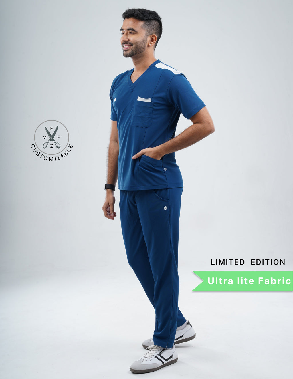 COSMIC BLUE - LIMITED EDITION  V Neck / Straight Pant / 2 way Stretch (MaleFullset) MKZ185