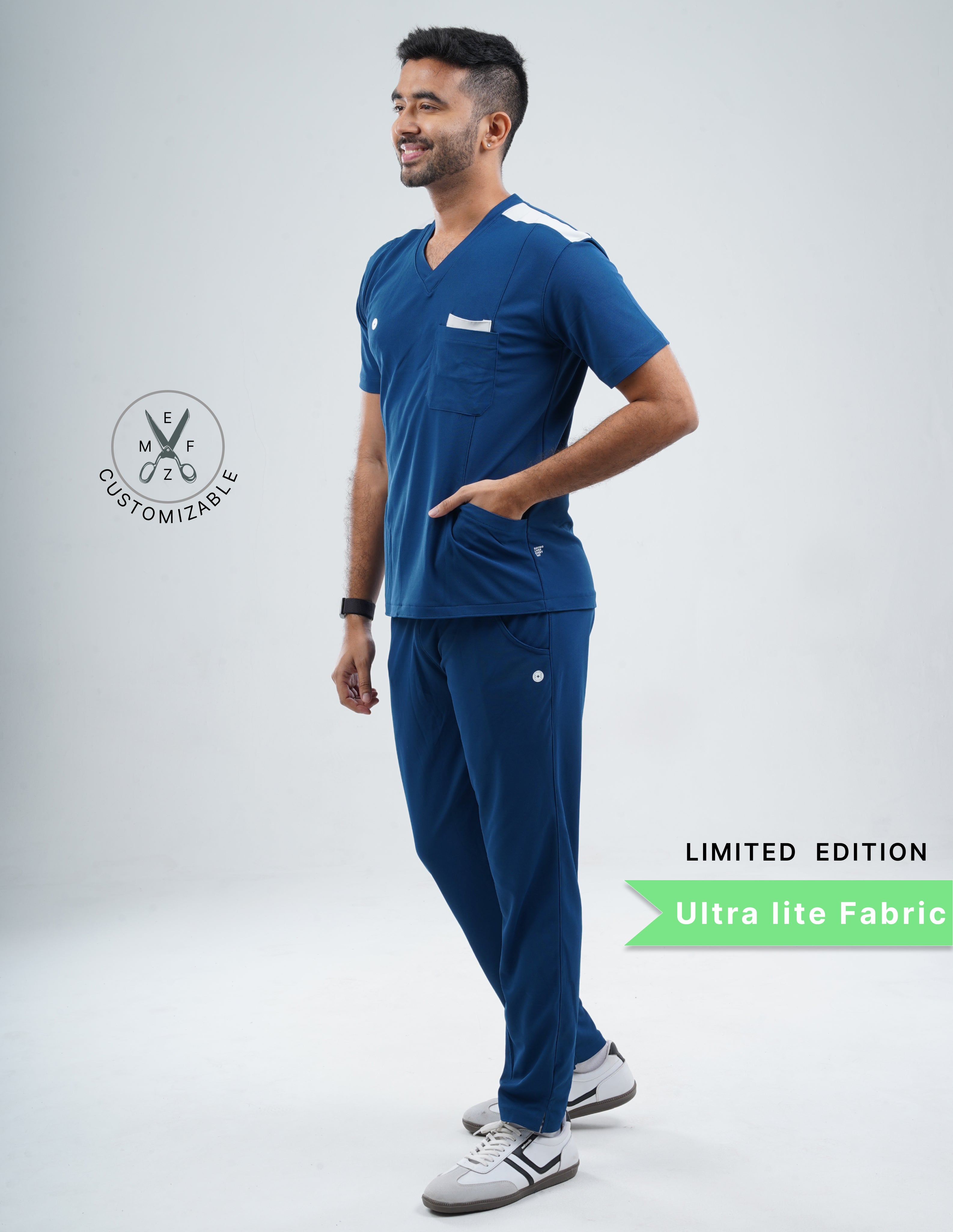COSMIC BLUE - LIMITED EDITION  V Neck / Straight Pant / 2 way Stretch (MaleFullset) MKZ185
