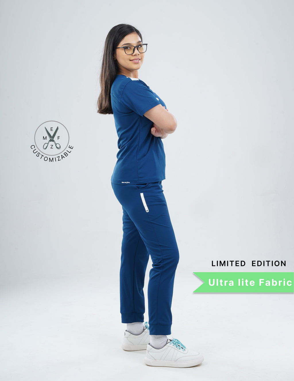 COSMIC BLUE - LIMITED EDITION  V Neck / Jogger Pant / 2 way Stretch (FemaleFullset) MKZ57