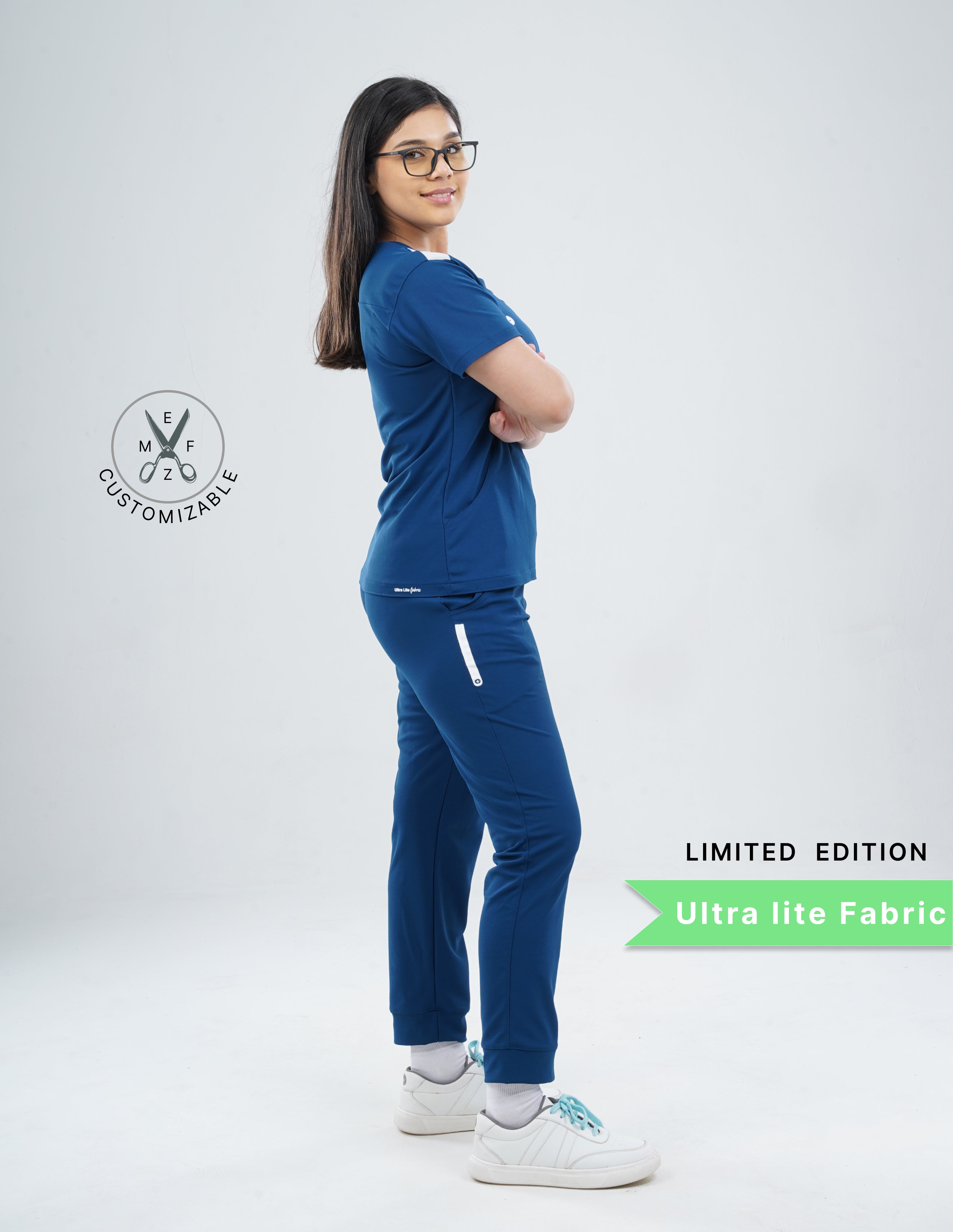 COSMIC BLUE - LIMITED EDITION  V Neck / Jogger Pant / 2 way Stretch (FemaleFullset) MKZ57