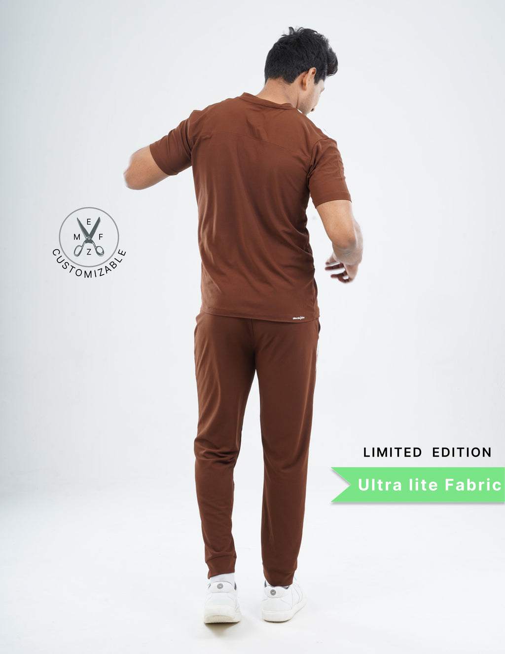 MOCHA BROWN - LIMITED EDITION V Neck / Jogger Pant / 2 way Stretch (MaleFullset) MKZ220