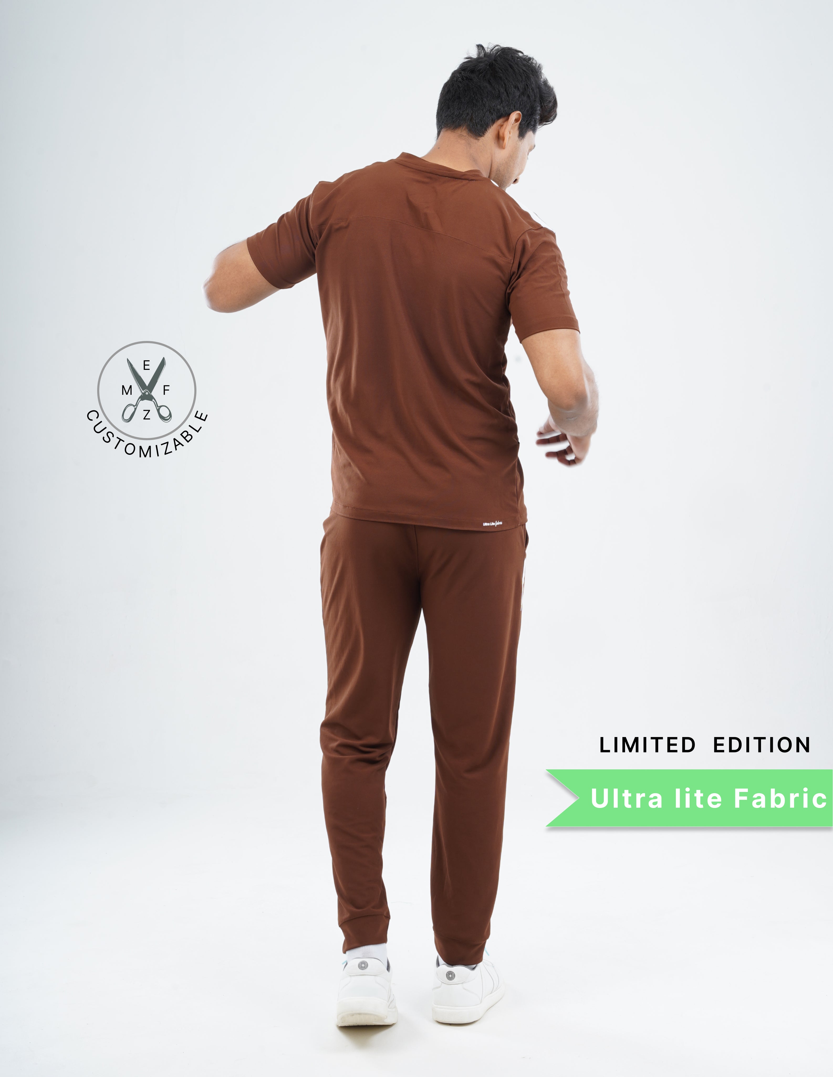 MOCHA BROWN - LIMITED EDITION V Neck / Jogger Pant / 2 way Stretch (MaleFullset) MKZ220