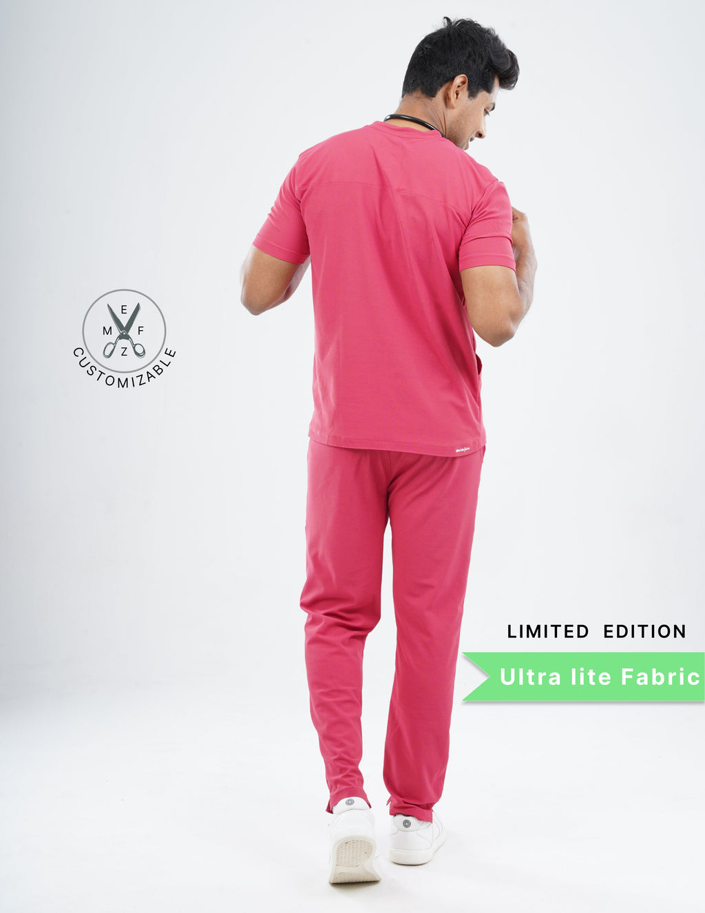 MELANGE PINK - LIMITED EDITION  V Neck / Straight Pant / 2 way Stretch (MaleFullset) MKZ209
