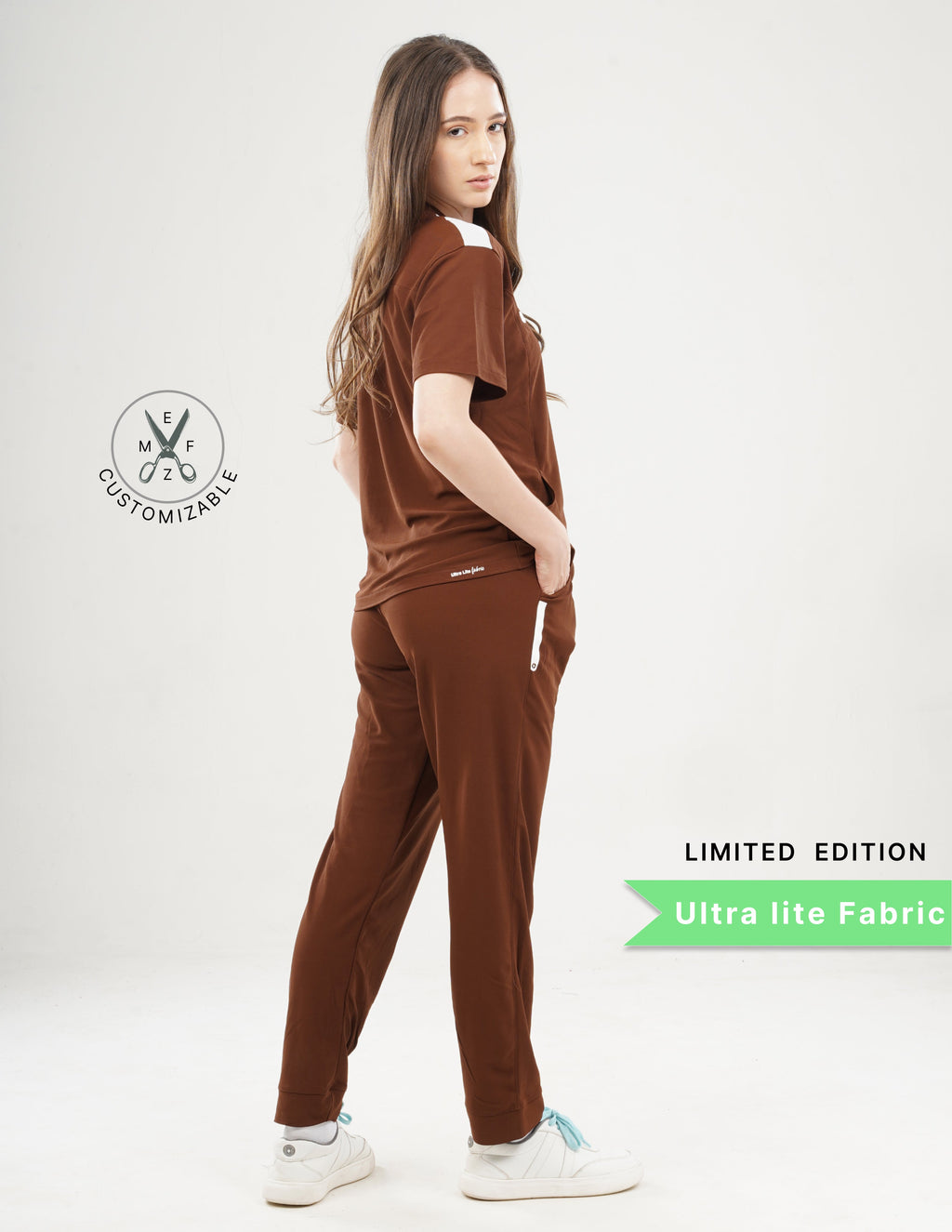 MOCHA BROWN -LIMITED EDITION  V Neck / Jogger Pant / 2 way Stretch (FemaleFullset) MKZ93