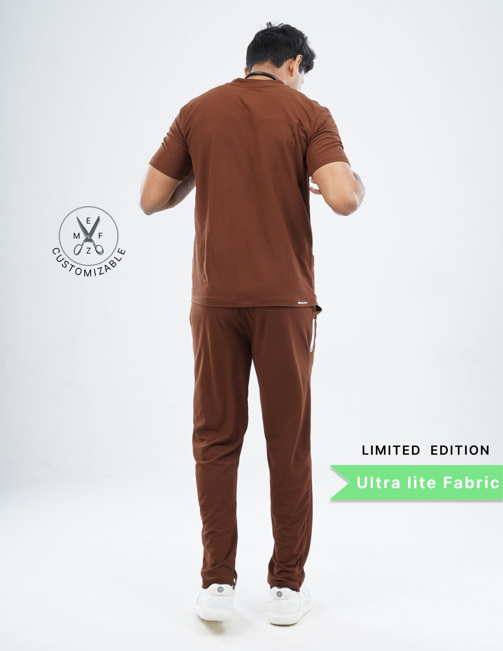 MOCHA BROWN - LIMITED EDITION V Neck / Straight Pant / 2 way Stretch (MaleFullset) MKZ221