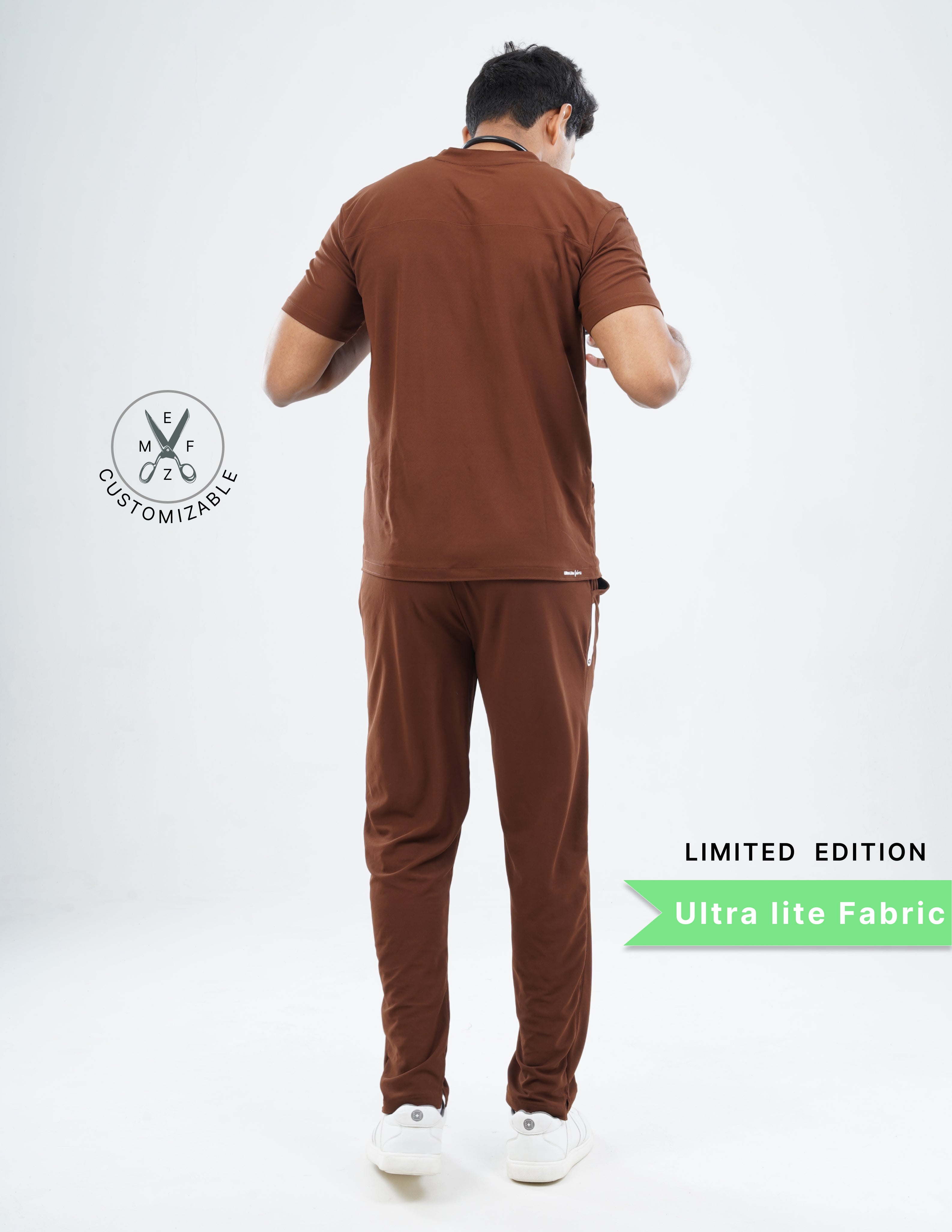 MOCHA BROWN - LIMITED EDITION V Neck / Straight Pant / 2 way Stretch (MaleFullset) MKZ221