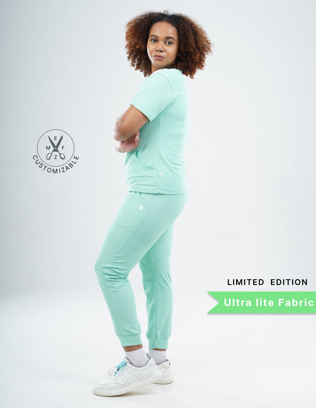 FROSTED MINT  V Neck / Jogger Pant / 2 way Stretch (FemaleFullset) MKZ117