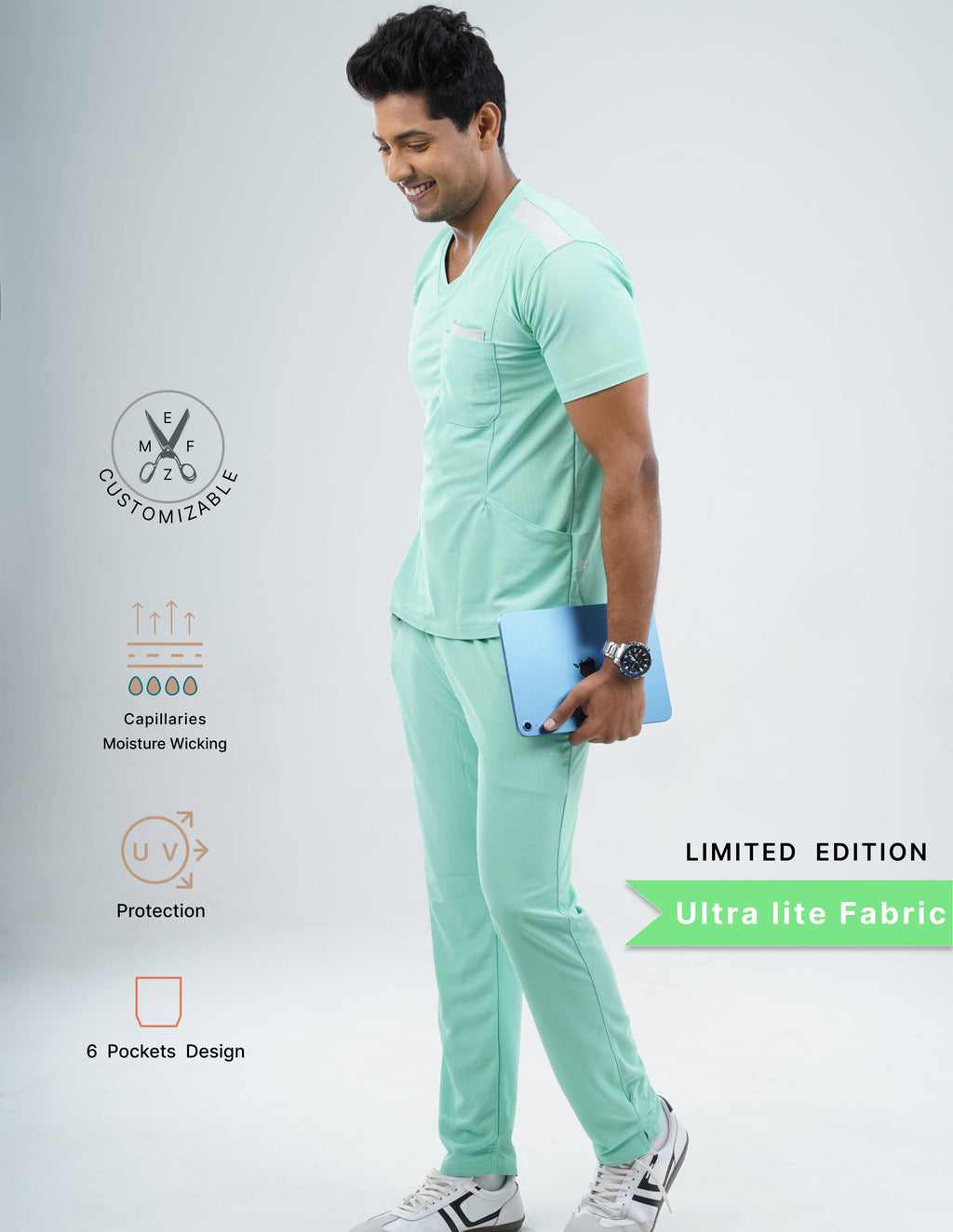 FROSTED MINT - LIMITED EDITION V Neck / Straight Pant / 2 way Stretch (MaleFullset) MKZ245