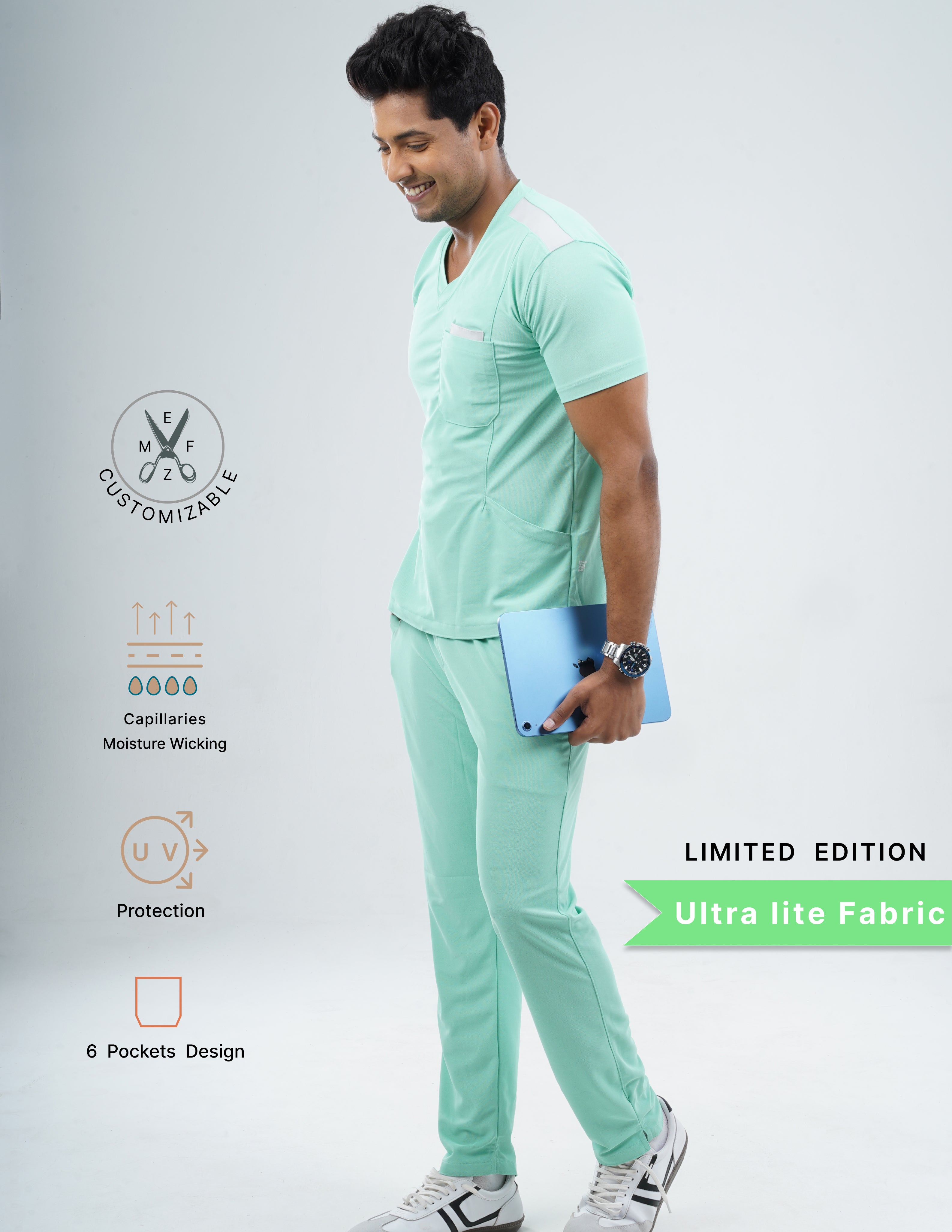 FROSTED MINT - LIMITED EDITION V Neck / Straight Pant / 2 way Stretch (MaleFullset) MKZ245