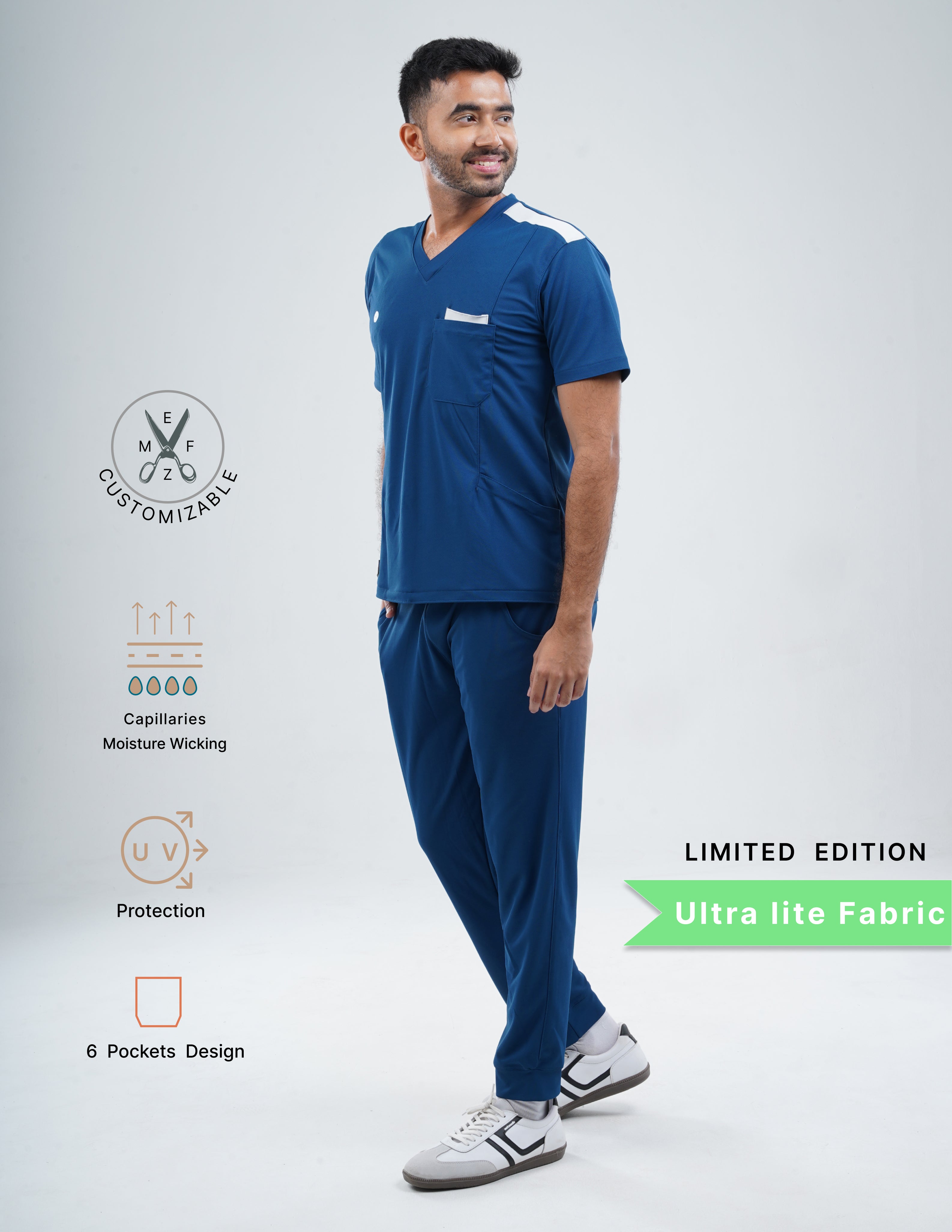 COSMIC BLUE - LIMITED EDITION  V Neck / Jogger Pant / 2 way Stretch (MaleFullset) MKZ184