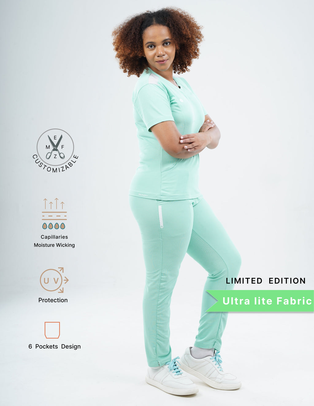 FROSTED MINT  V Neck / Straight Pant / 2 way Stretch (FemaleFullset) MKZ118