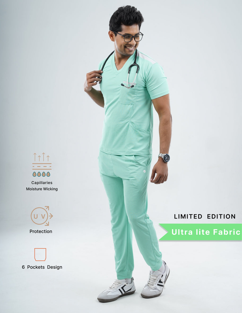FROSTED MINT - LIMITED EDITION V Neck / Jogger Pant / 2 way Stretch (MaleFullset) MKZ244