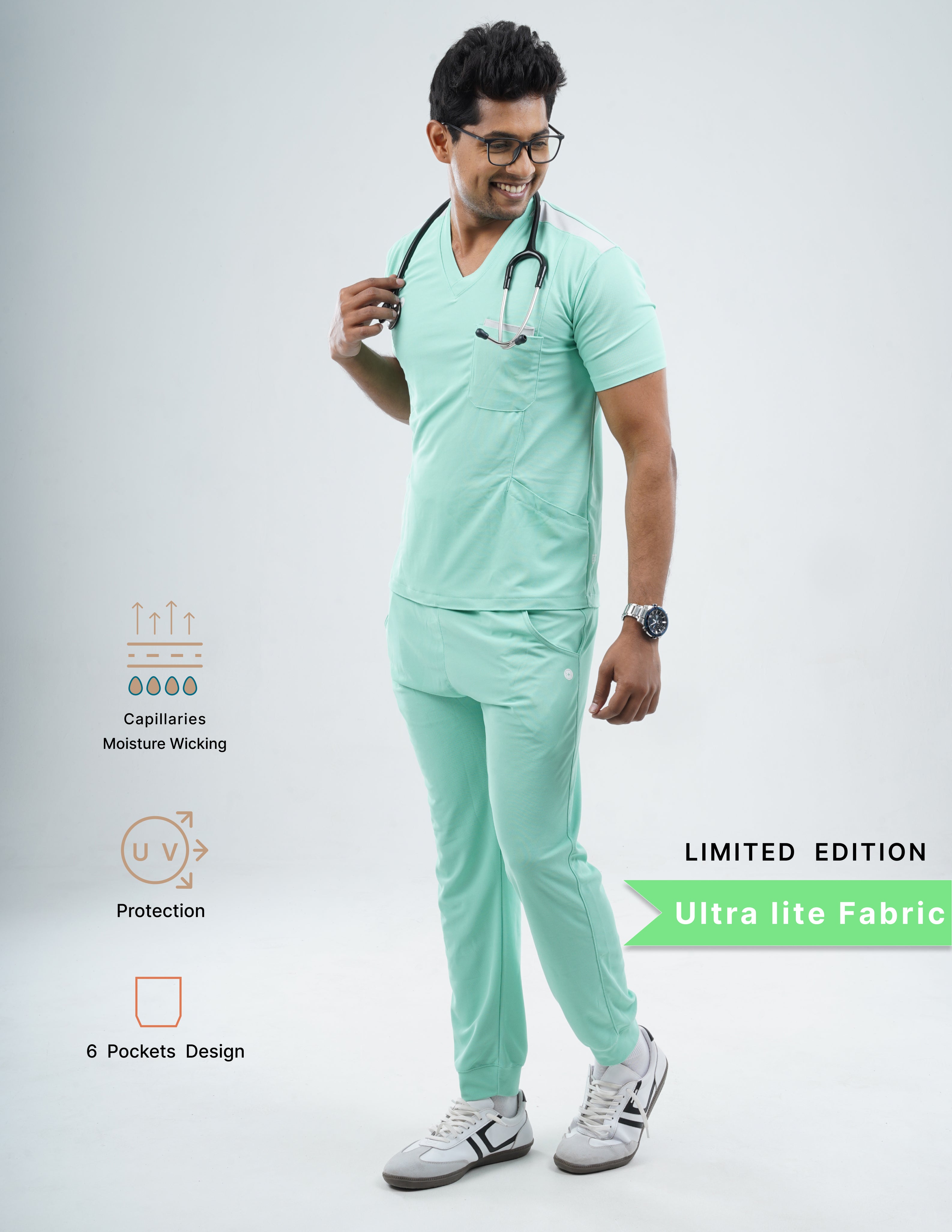 FROSTED MINT - LIMITED EDITION V Neck / Jogger Pant / 2 way Stretch (MaleFullset) MKZ244