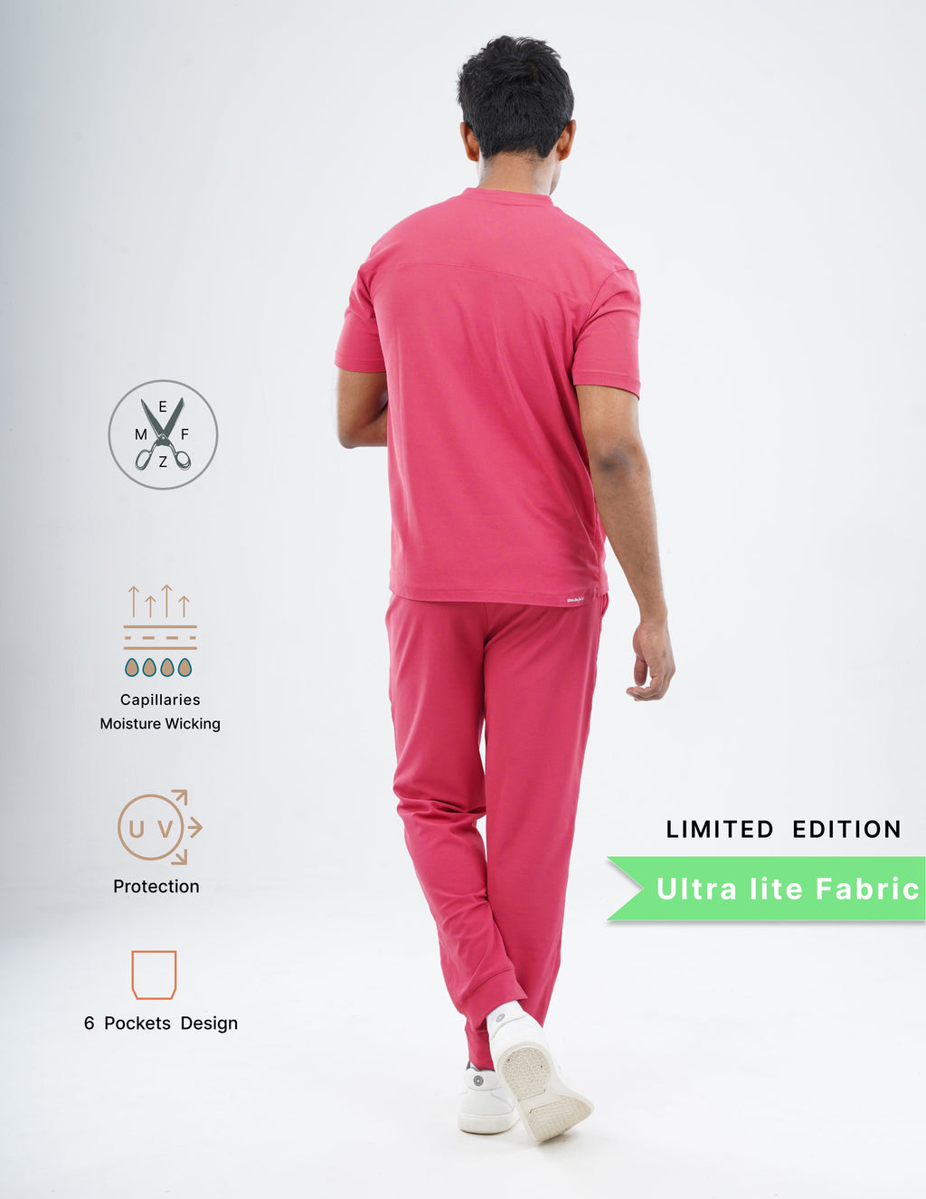 MELANGE PINK - LIMITED EDITION  V Neck / Jogger Pant / 2 way Stretch (MaleFullset) MKZ208