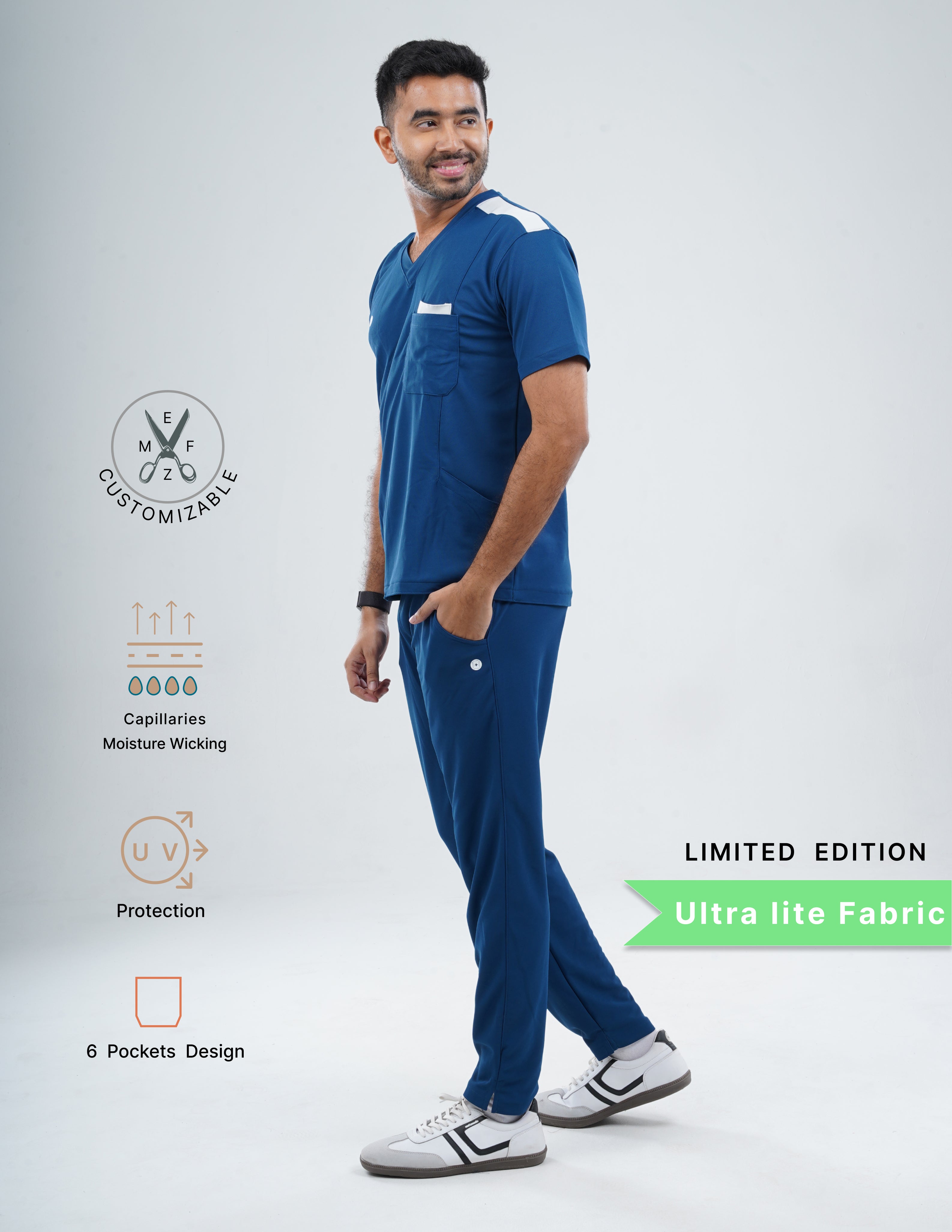 COSMIC BLUE - LIMITED EDITION  V Neck / Straight Pant / 2 way Stretch (MaleFullset) MKZ185