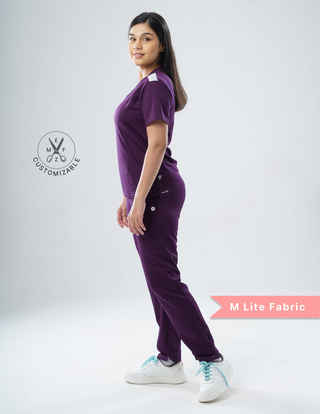 MERLOT WINE V Neck / Straight Pant / 2 way Stretch (FemaleFullset) MKZ18