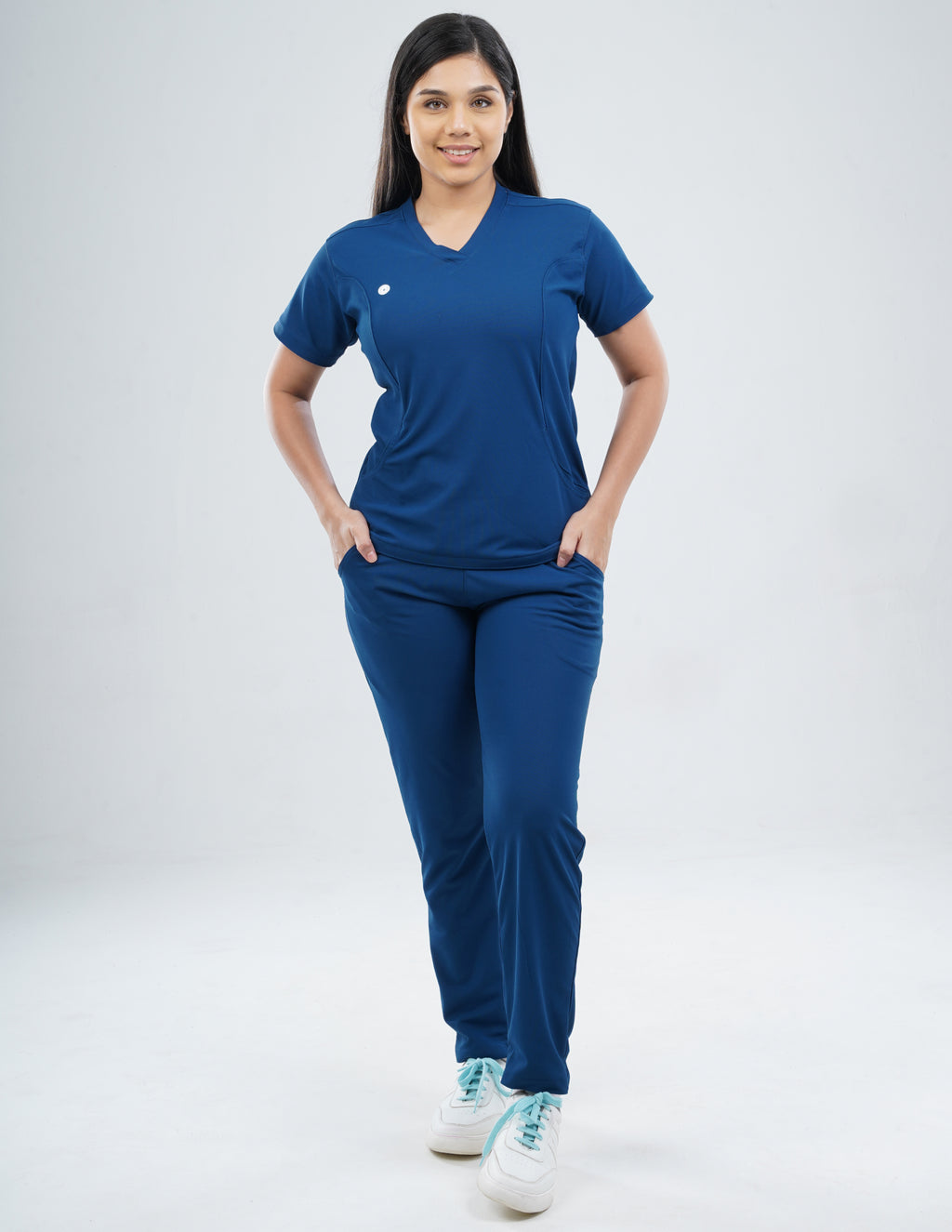 COSMIC BLUE  V Neck / Straight Pant / 2 way Stretch (FemaleFullset) MKZ56