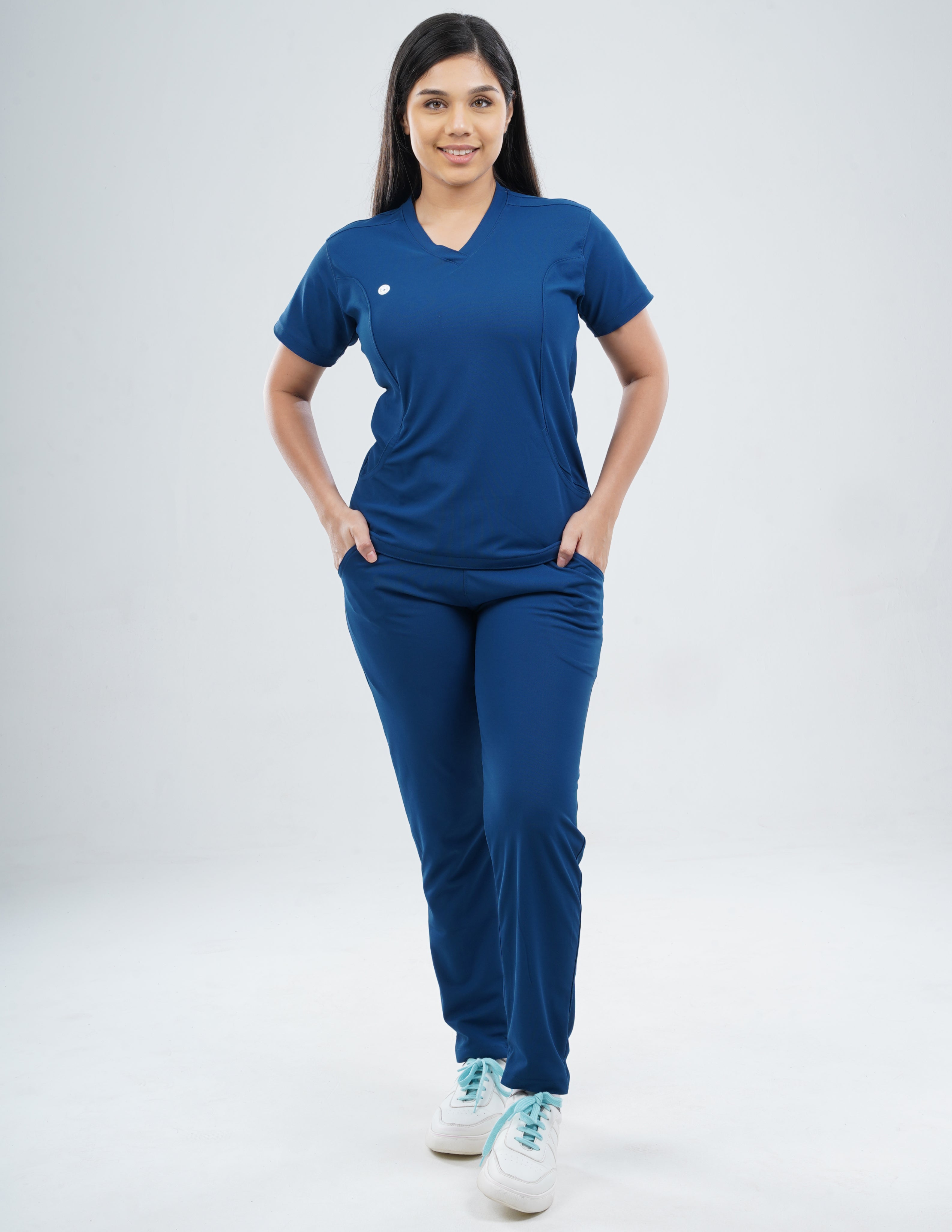 COSMIC BLUE  V Neck / Straight Pant / 2 way Stretch (FemaleFullset) MKZ56