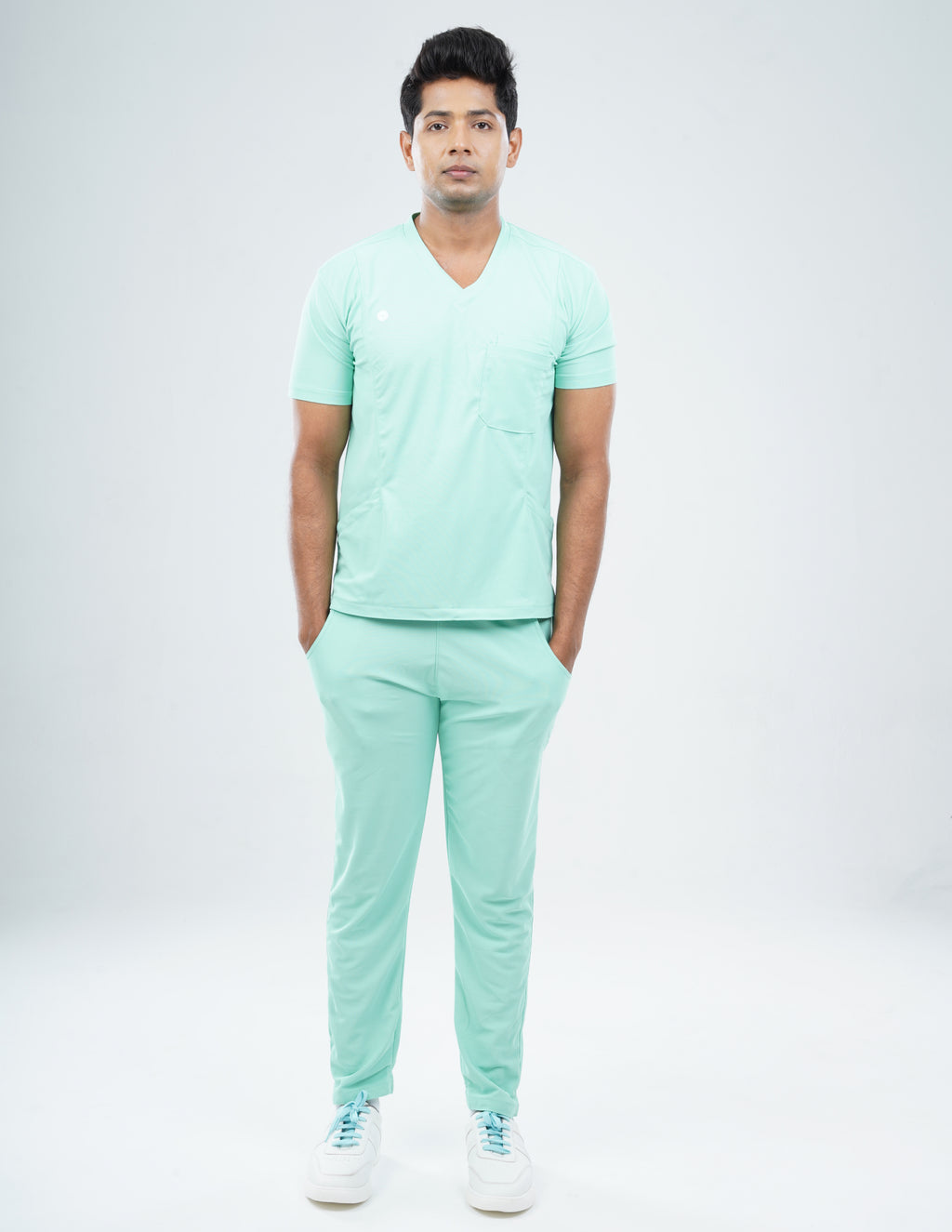 FROSTED MINT V Neck / Straight Pant / 2 way Stretch (MaleFullset) MKZ243