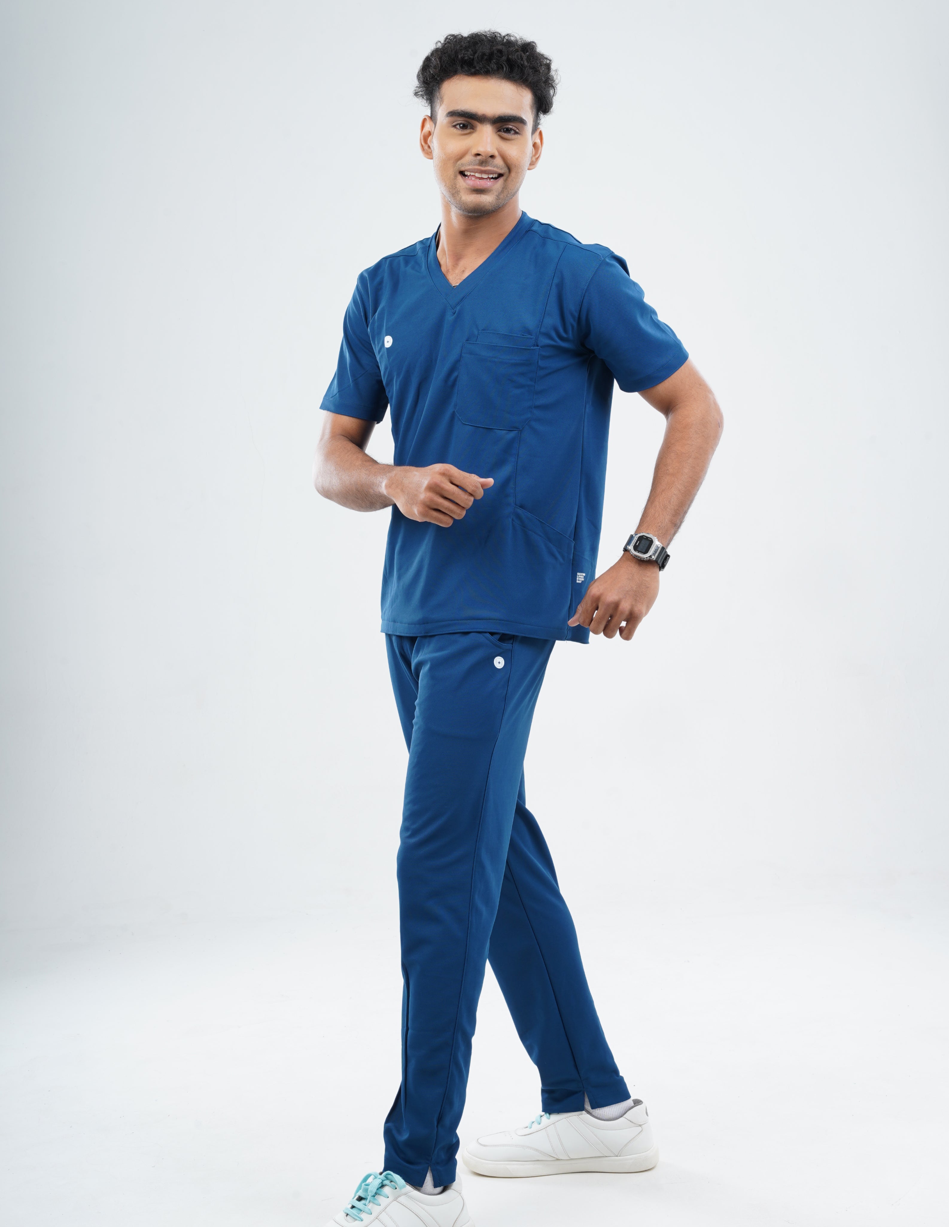 COSMIC BLUE  V Neck / Straight Pant / 2 way Stretch (MaleFullset) MKZ183