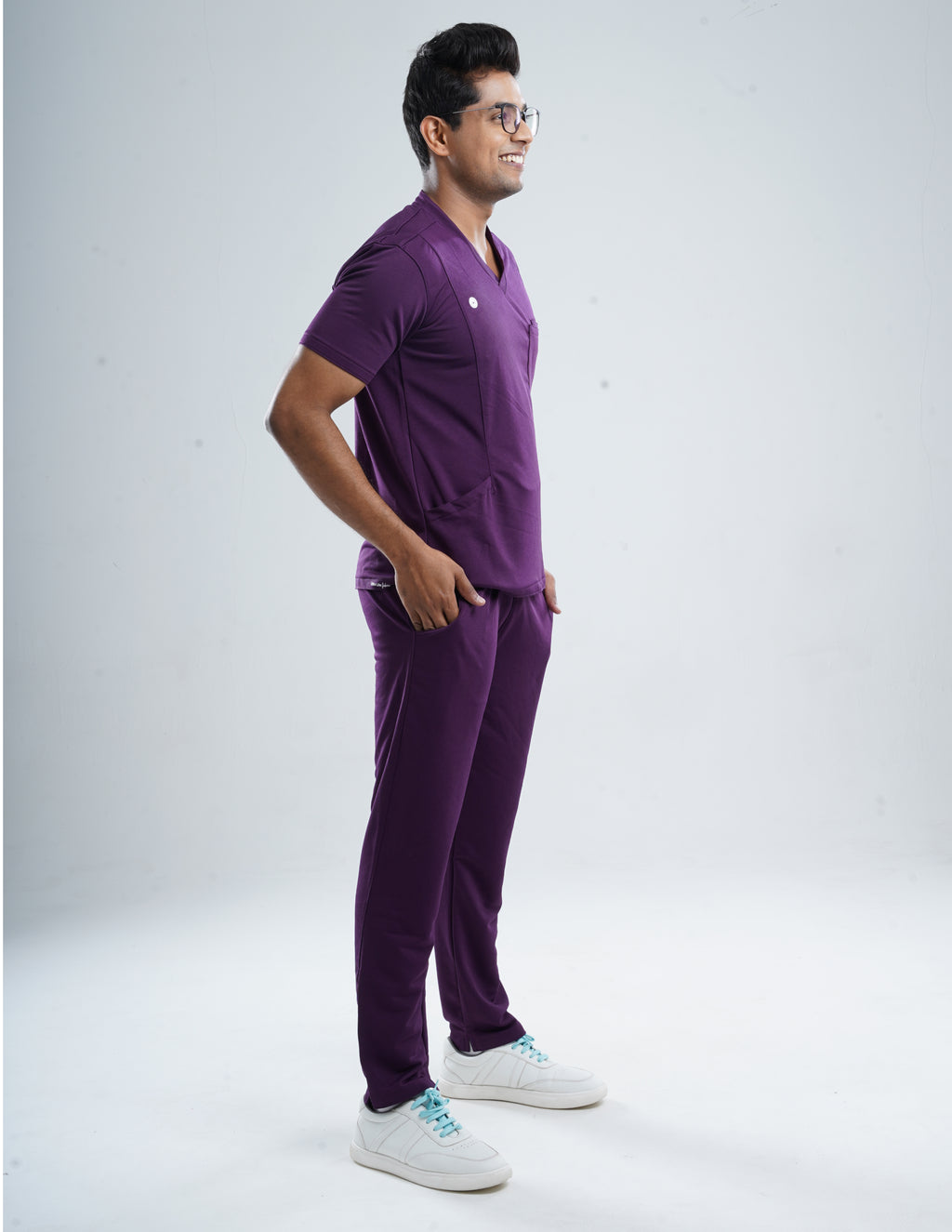 MERLOT WINE  V Neck / Straight Pant / 2 way Stretch (MaleFullset) MKZ143