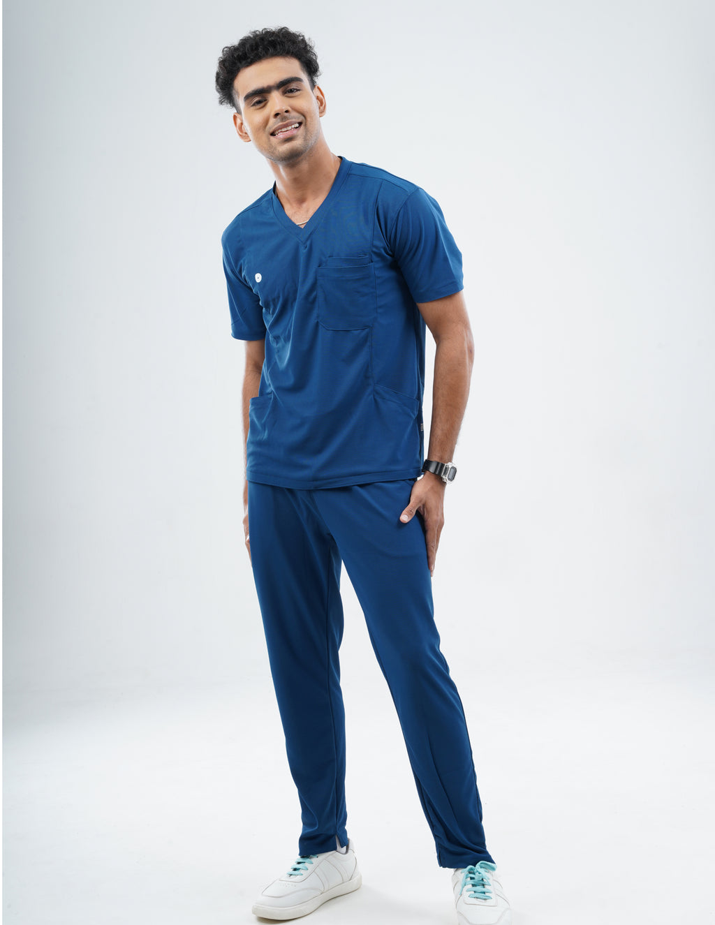 COSMIC BLUE  V Neck / Straight Pant / 2 way Stretch (MaleFullset) MKZ183