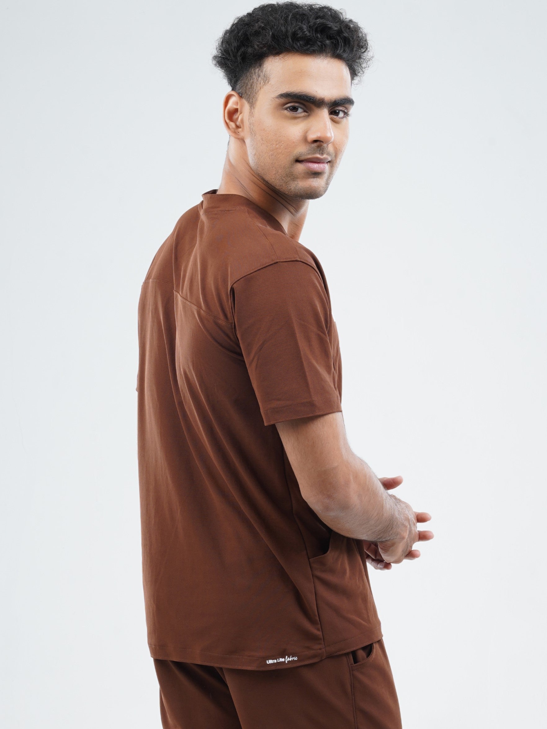 MOCHA BROWN  V Neck Male Top MKZ219T