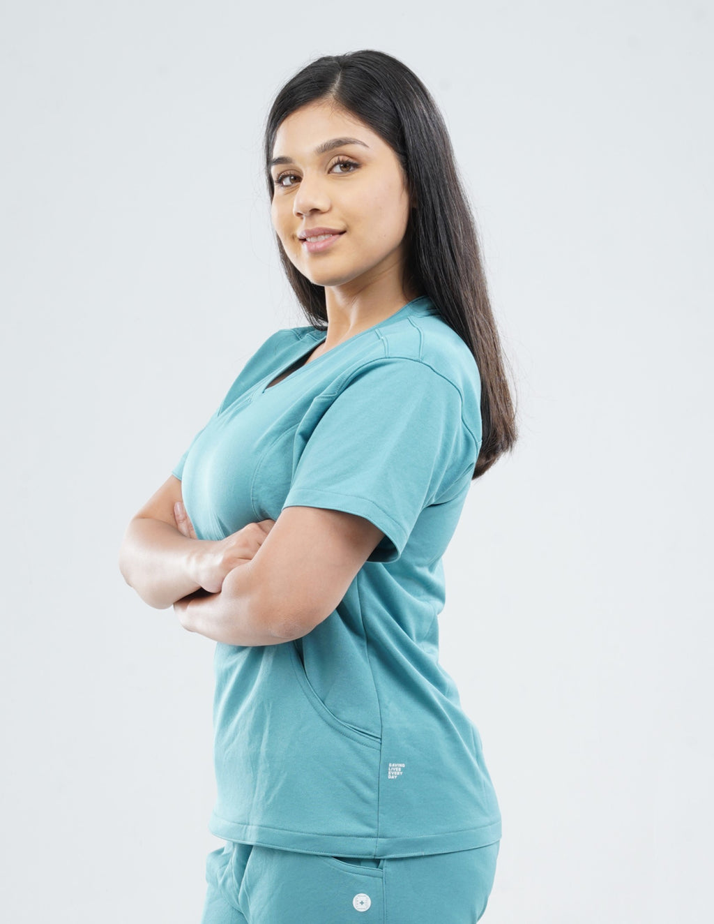 HYLORA TEAL  V Neck Female Top  MKZ36FTOP