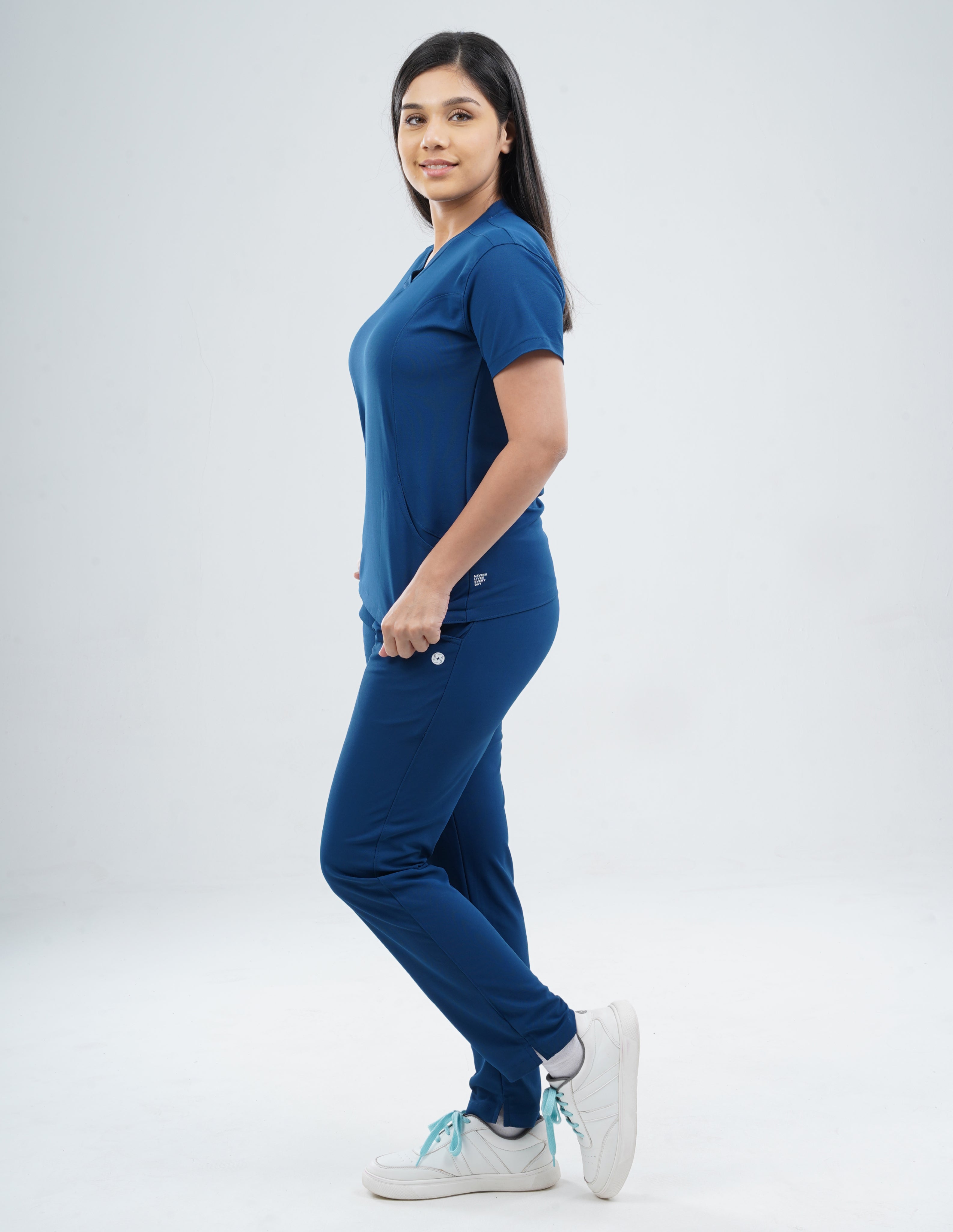 COSMIC BLUE  V Neck / Straight Pant / 2 way Stretch (FemaleFullset) MKZ56